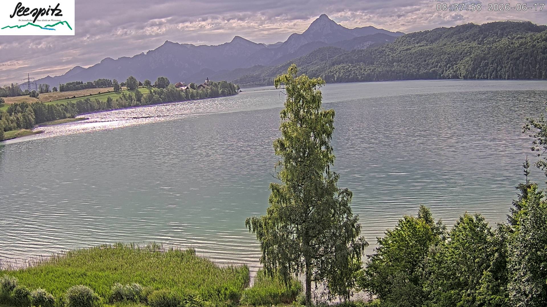 Archiv Foto Webcam Füssen: Blick auf den Weißensee vom Hotel Seespitz