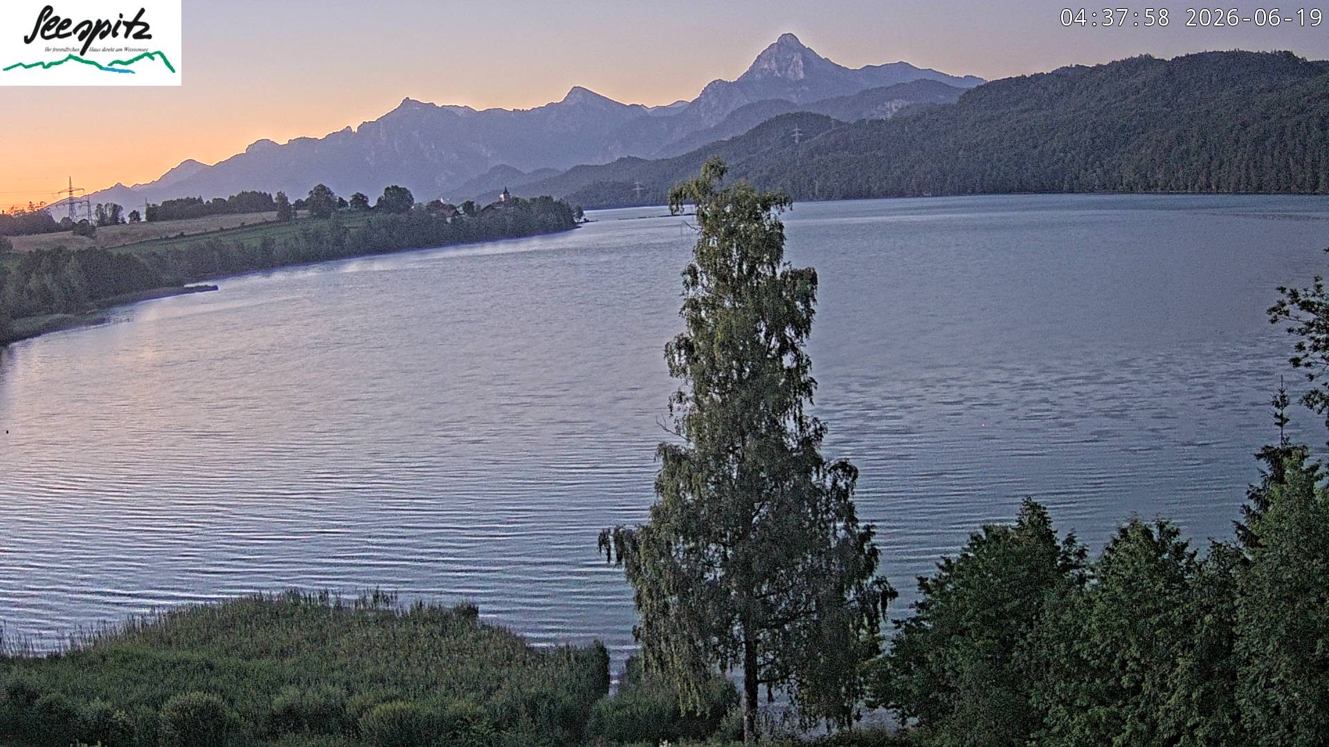 Archiv Foto Webcam Füssen: Blick auf den Weißensee vom Hotel Seespitz