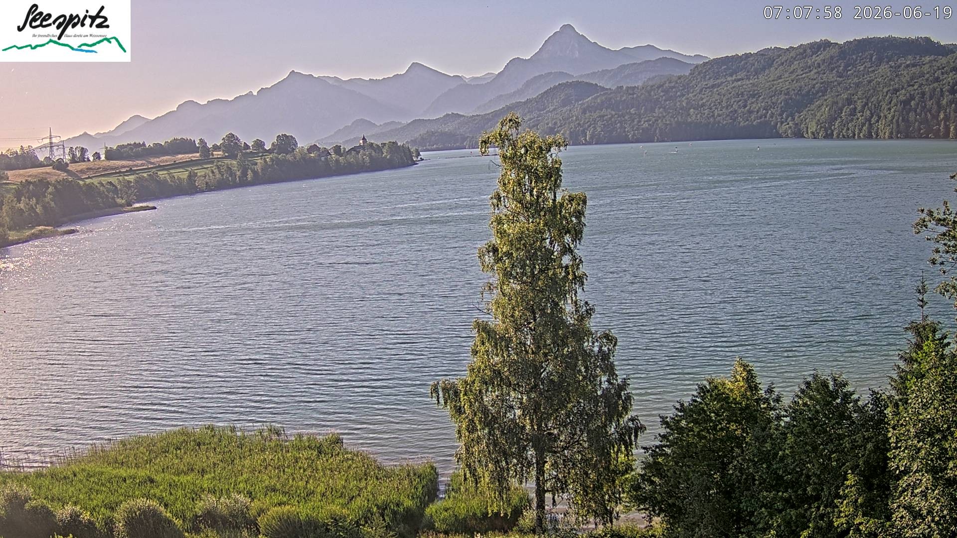 Archiv Foto Webcam Füssen: Blick auf den Weißensee vom Hotel Seespitz