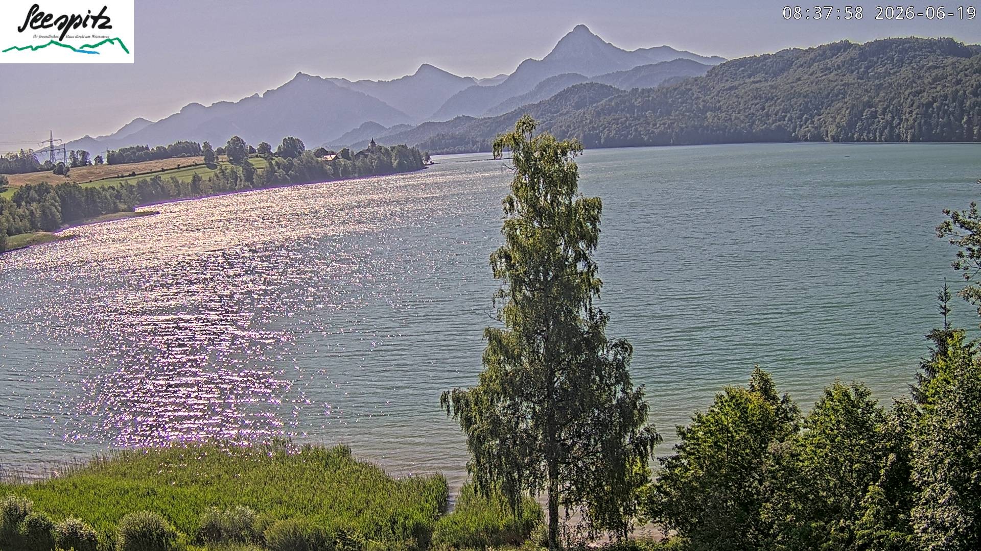 Archiv Foto Webcam Füssen: Blick auf den Weißensee vom Hotel Seespitz
