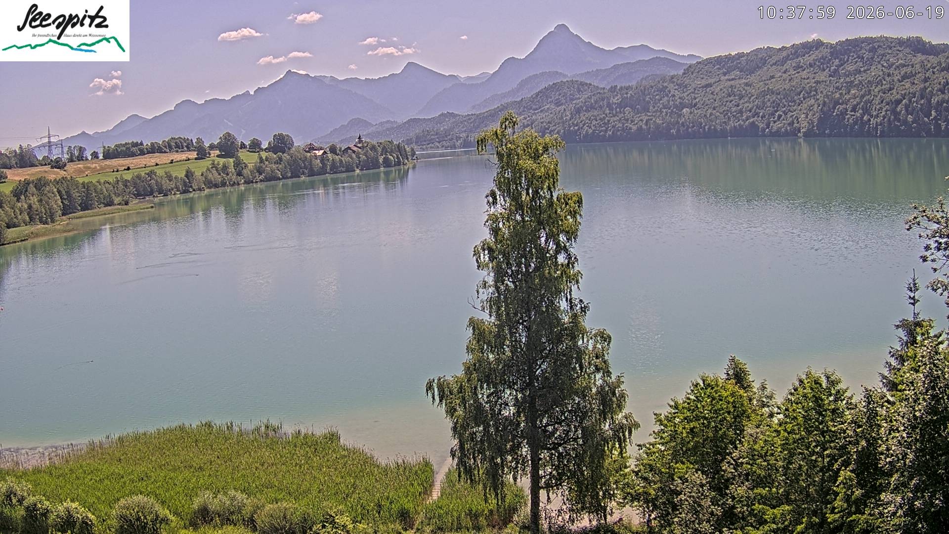 Archiv Foto Webcam Füssen: Blick auf den Weißensee vom Hotel Seespitz