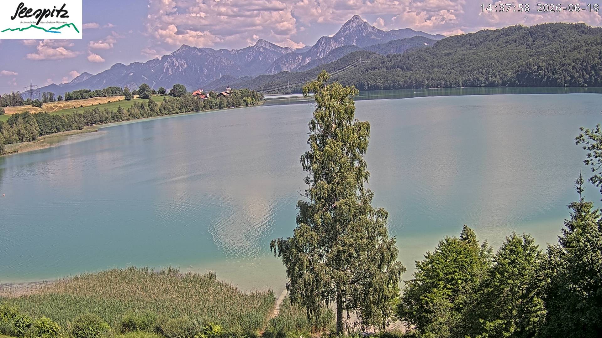 Archiv Foto Webcam Füssen: Blick auf den Weißensee vom Hotel Seespitz