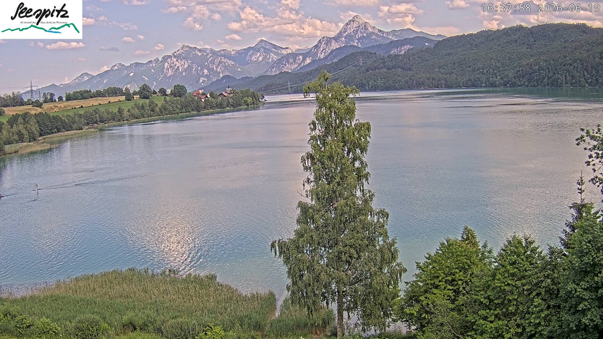 Archiv Foto Webcam Füssen: Blick auf den Weißensee vom Hotel Seespitz
