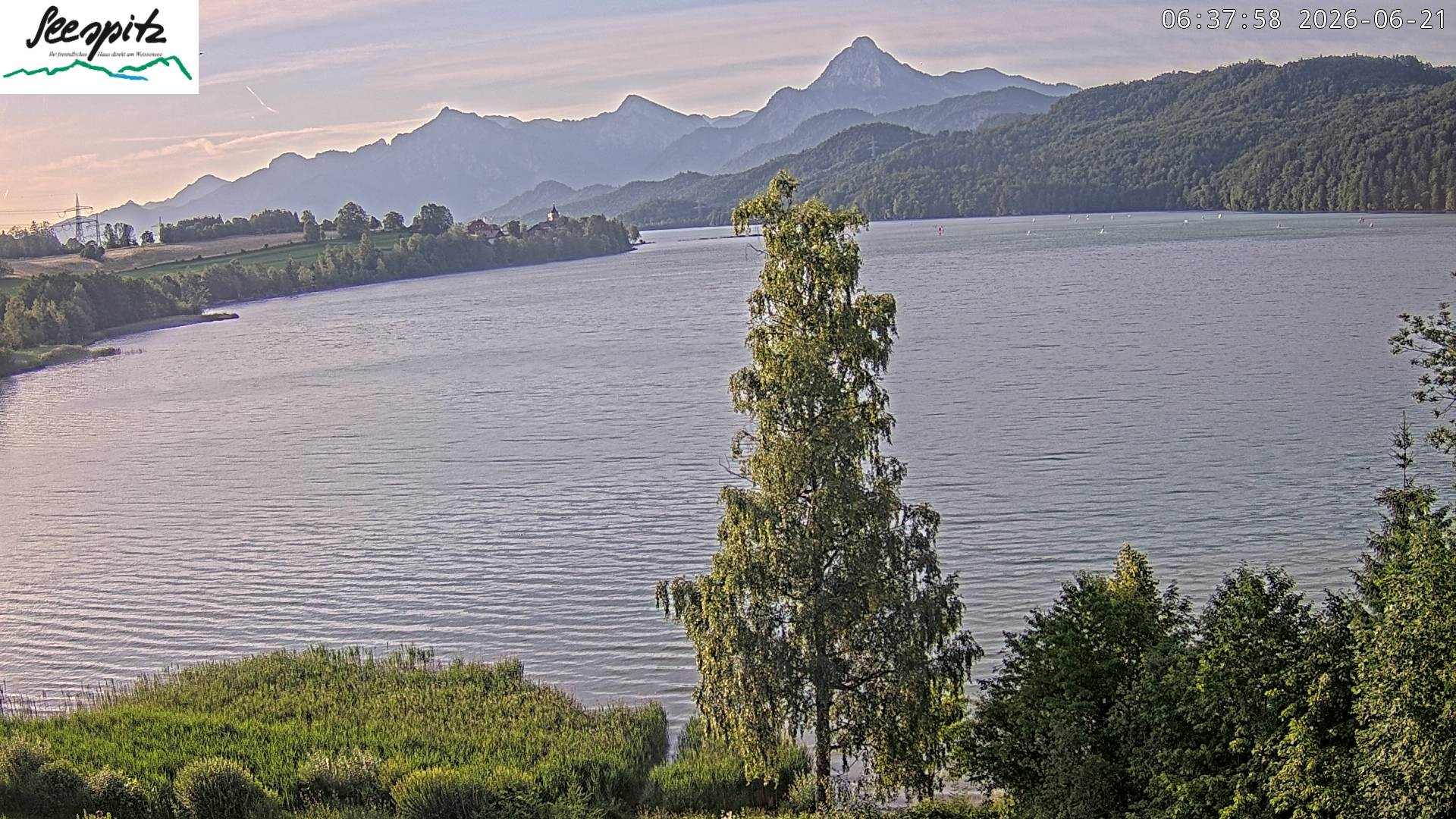 Archiv Foto Webcam Füssen: Blick auf den Weißensee vom Hotel Seespitz