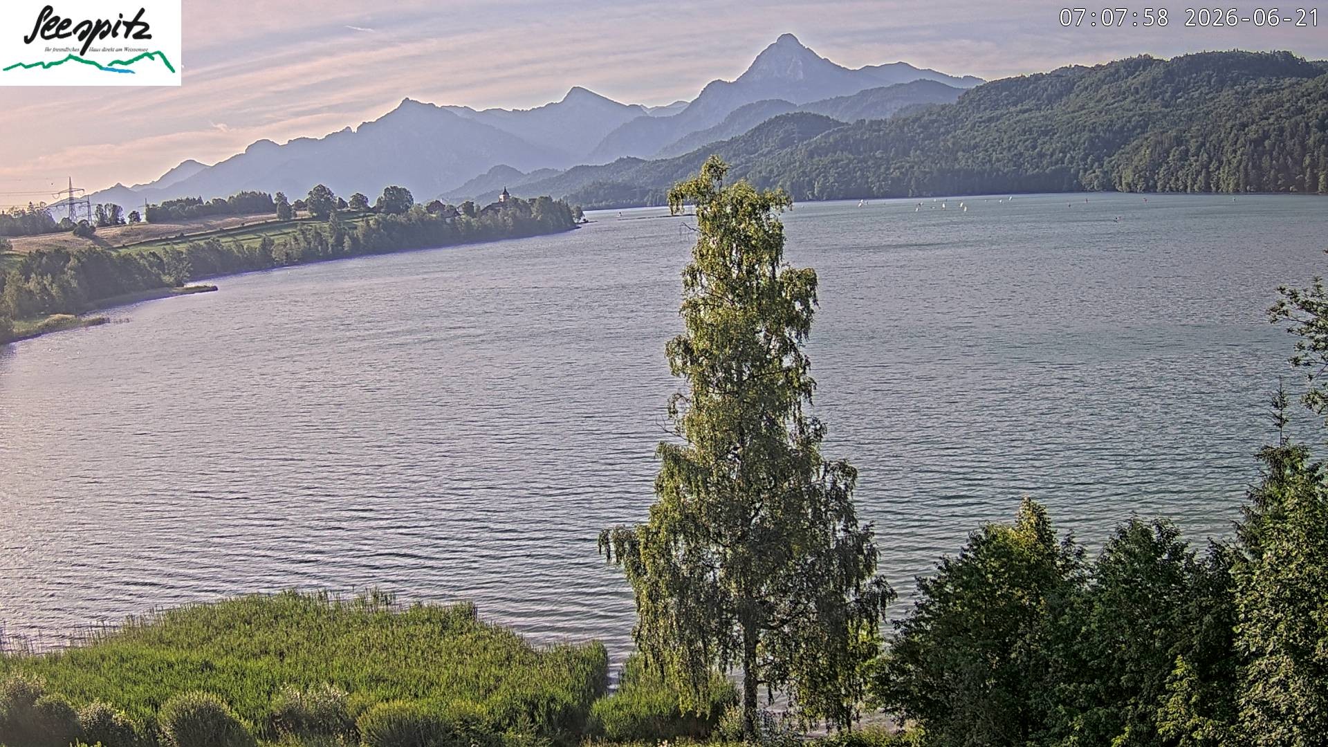 Archiv Foto Webcam Füssen: Blick auf den Weißensee vom Hotel Seespitz