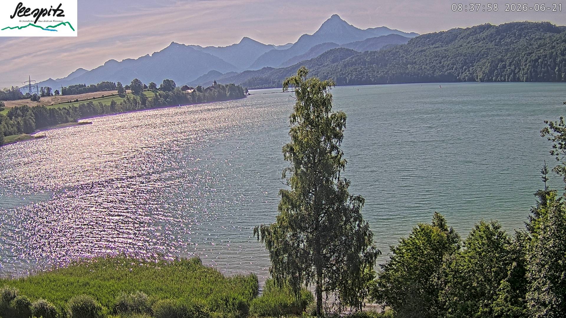 Archiv Foto Webcam Füssen: Blick auf den Weißensee vom Hotel Seespitz
