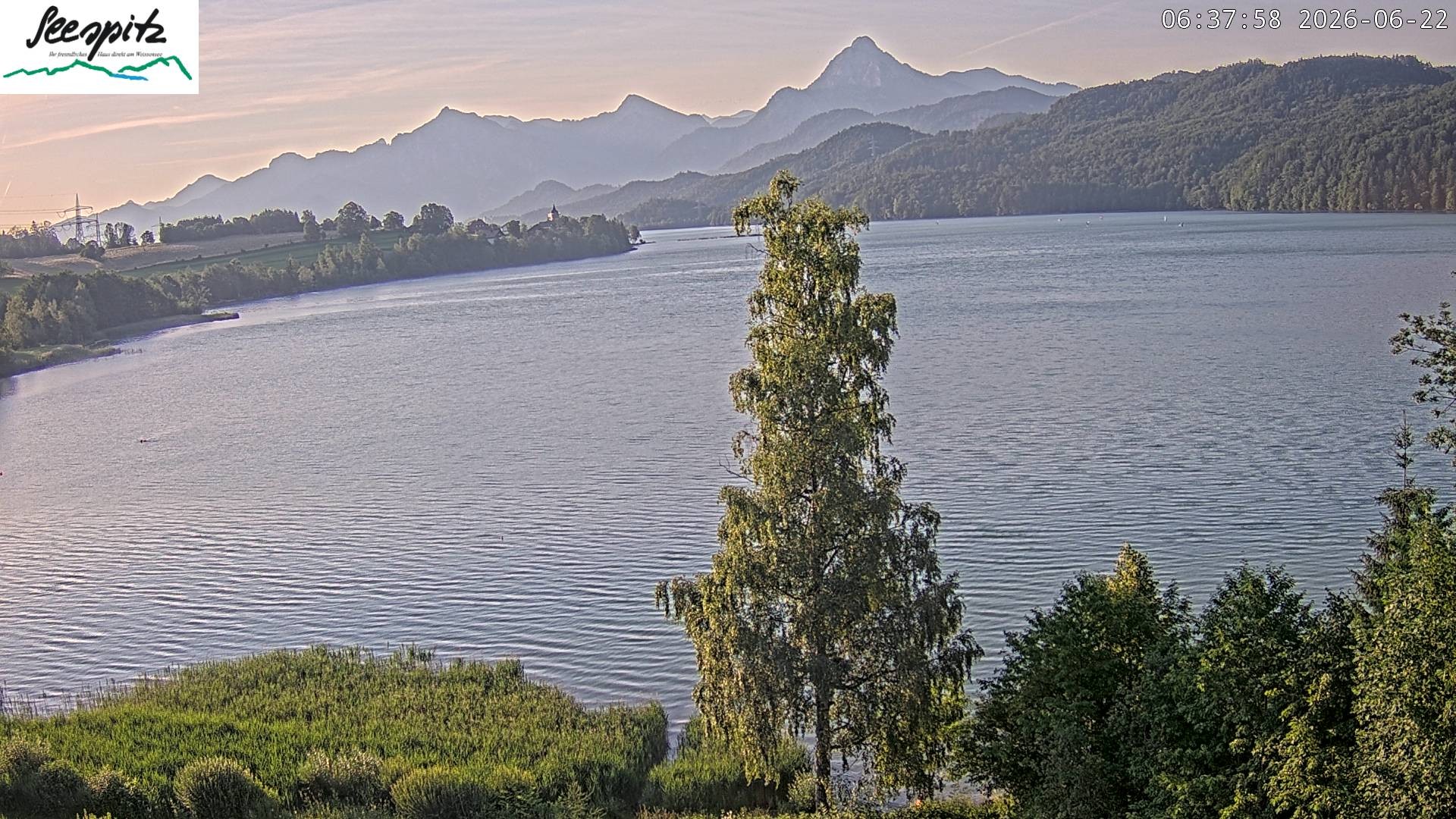 Archiv Foto Webcam Füssen: Blick auf den Weißensee vom Hotel Seespitz