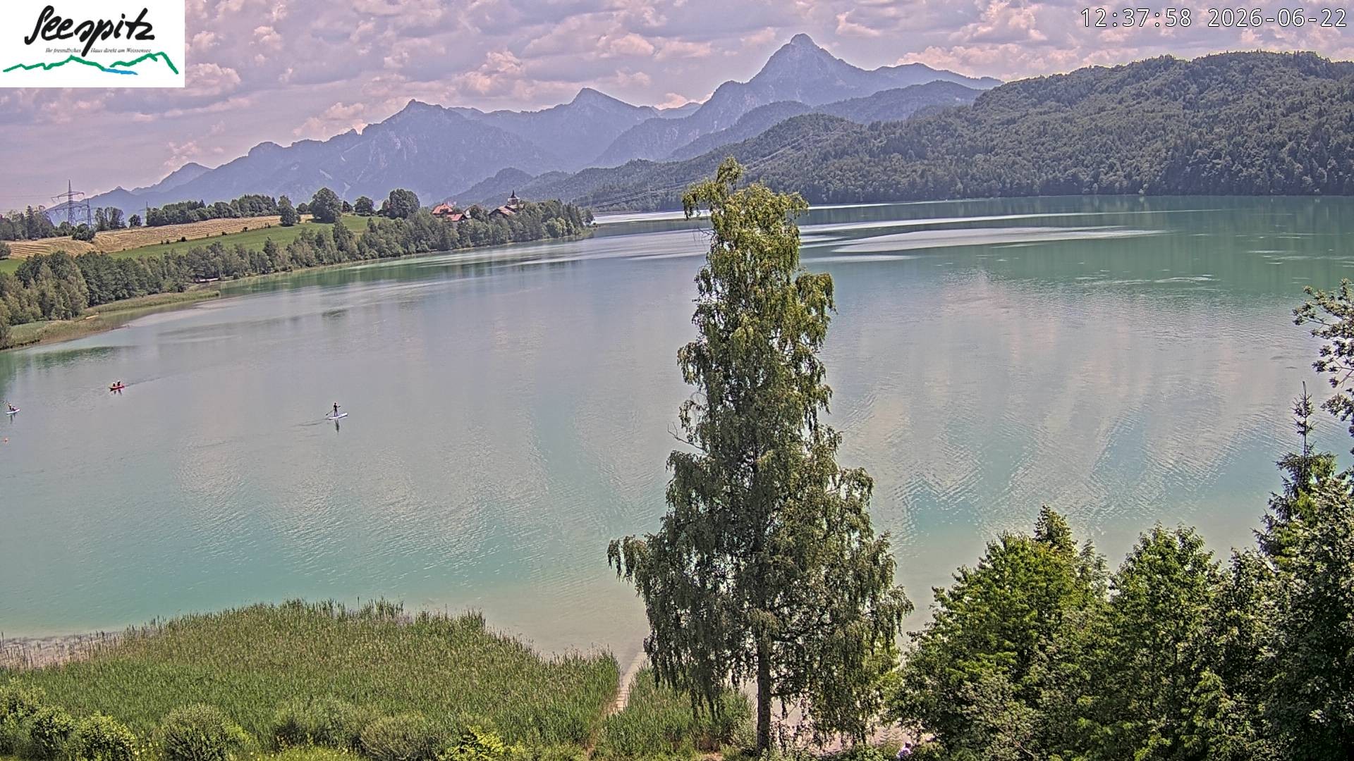 Archiv Foto Webcam Füssen: Blick auf den Weißensee vom Hotel Seespitz