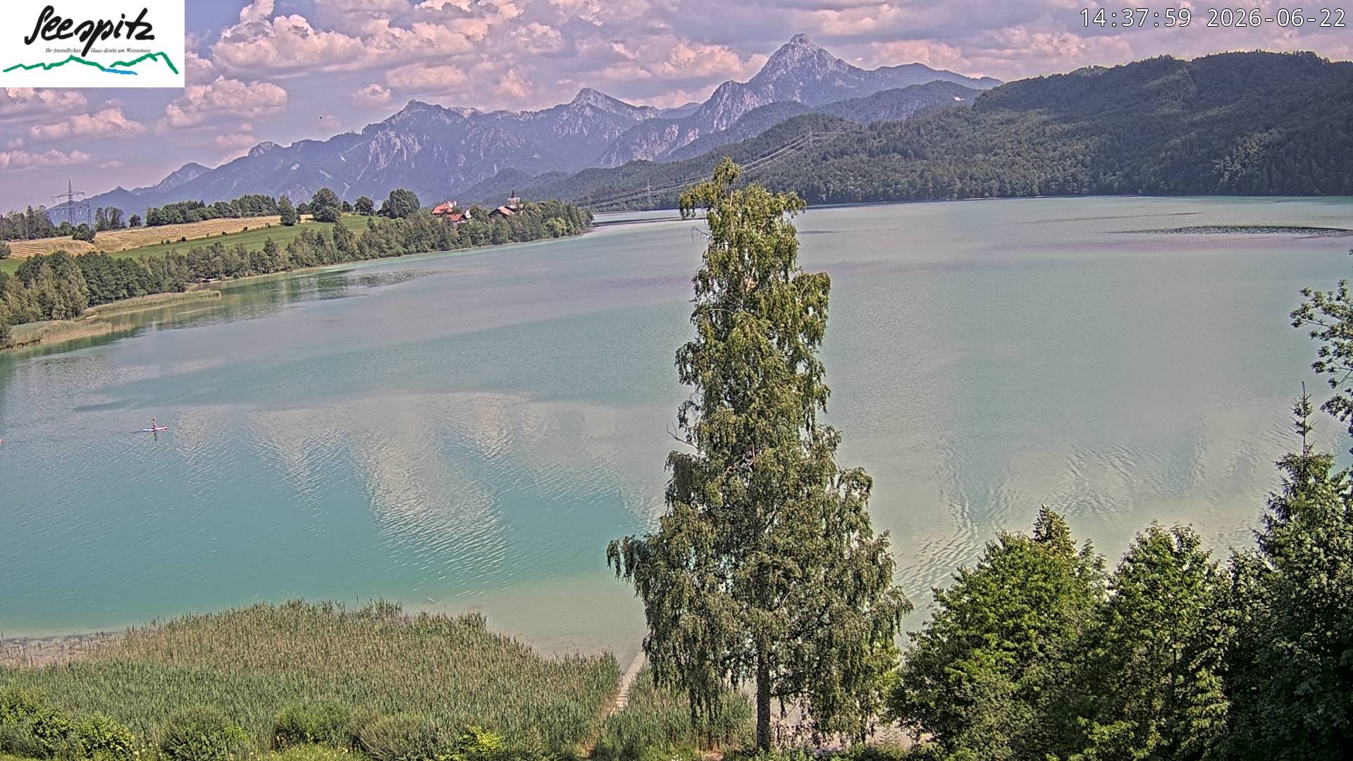 Archiv Foto Webcam Füssen: Blick auf den Weißensee vom Hotel Seespitz