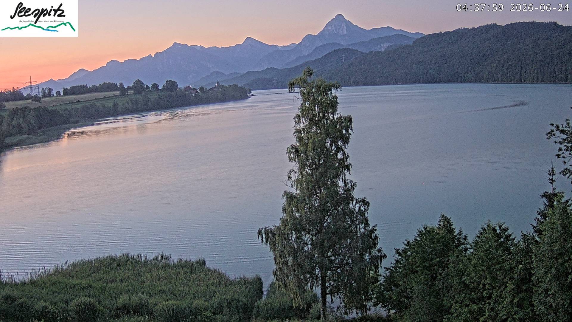 Archiv Foto Webcam Füssen: Blick auf den Weißensee vom Hotel Seespitz