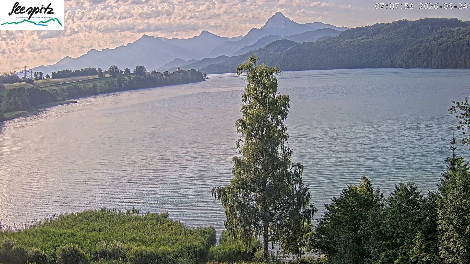 Archiv Foto Webcam Füssen: Blick auf den Weißensee vom Hotel Seespitz