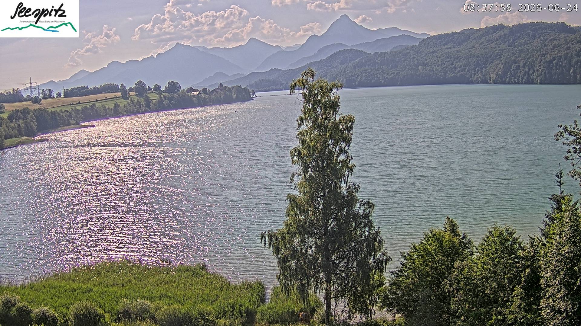 Archiv Foto Webcam Füssen: Blick auf den Weißensee vom Hotel Seespitz