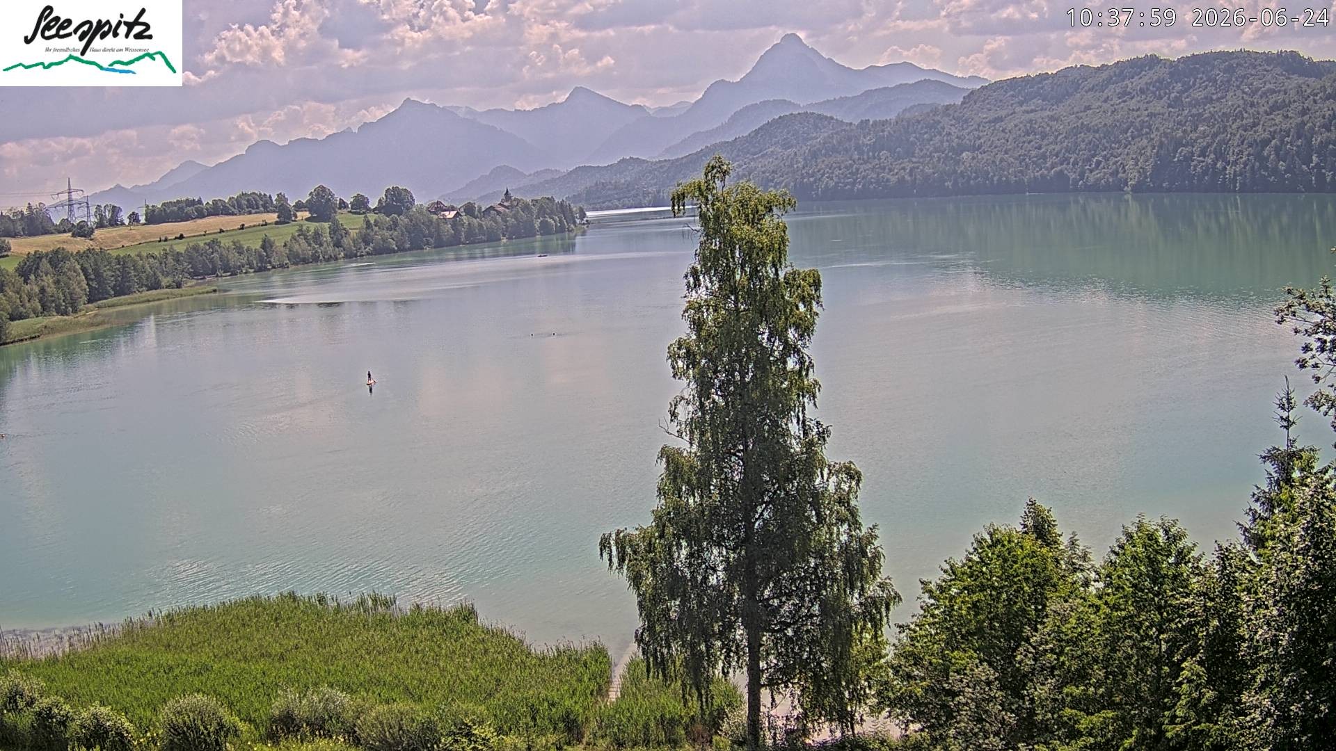 Archiv Foto Webcam Füssen: Blick auf den Weißensee vom Hotel Seespitz