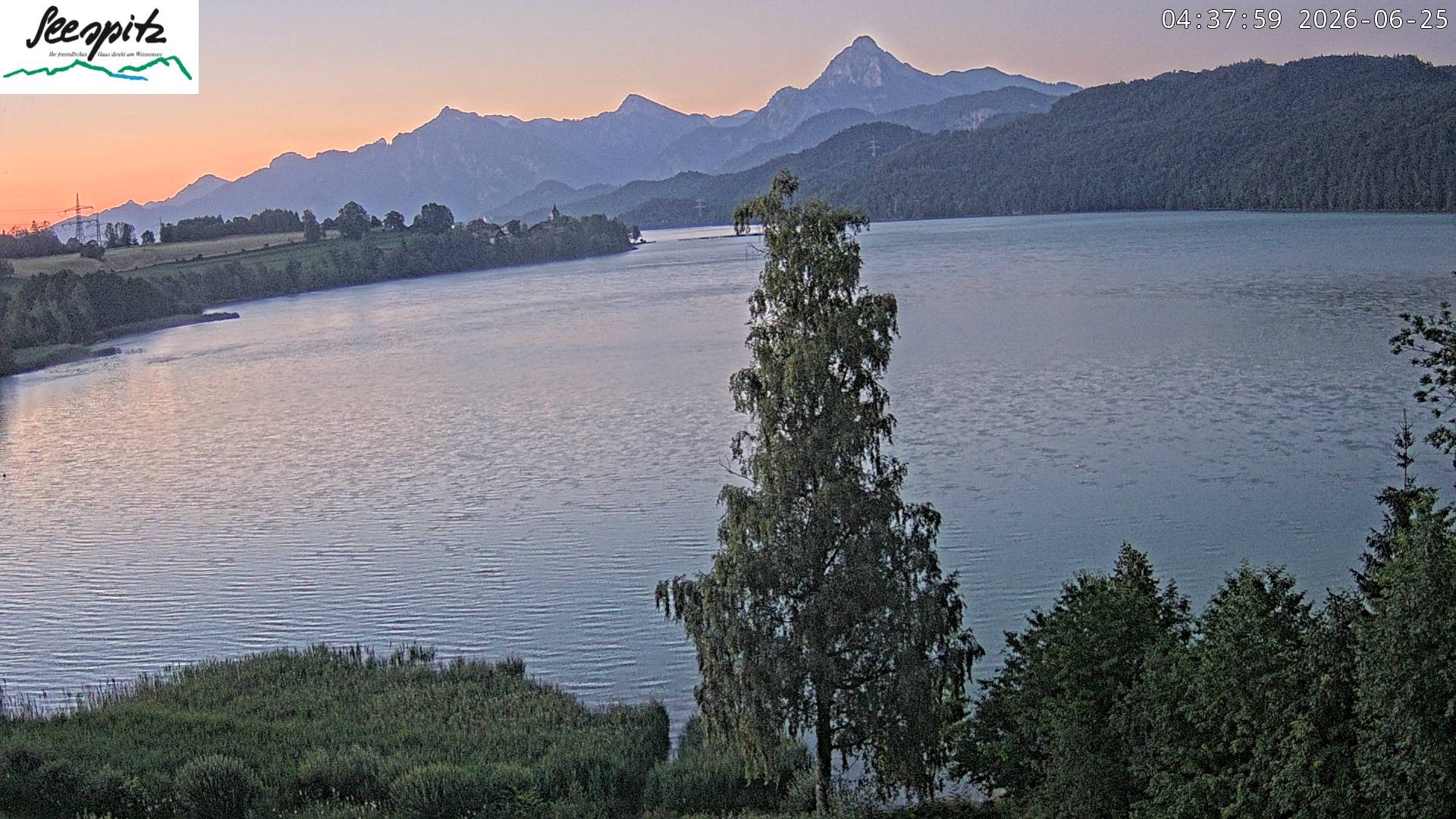 Archiv Foto Webcam Füssen: Blick auf den Weißensee vom Hotel Seespitz
