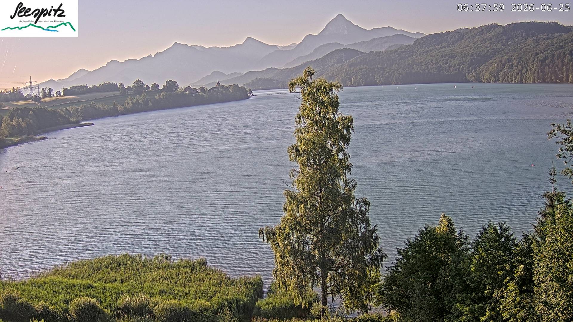 Archiv Foto Webcam Füssen: Blick auf den Weißensee vom Hotel Seespitz