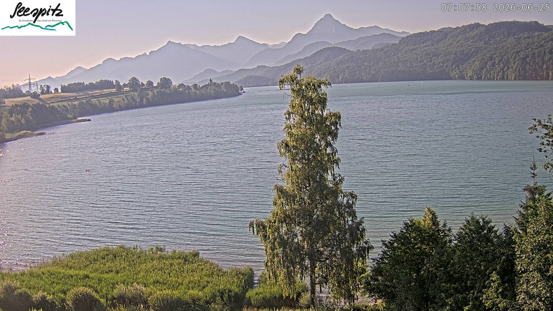 Archiv Foto Webcam Füssen: Blick auf den Weißensee vom Hotel Seespitz