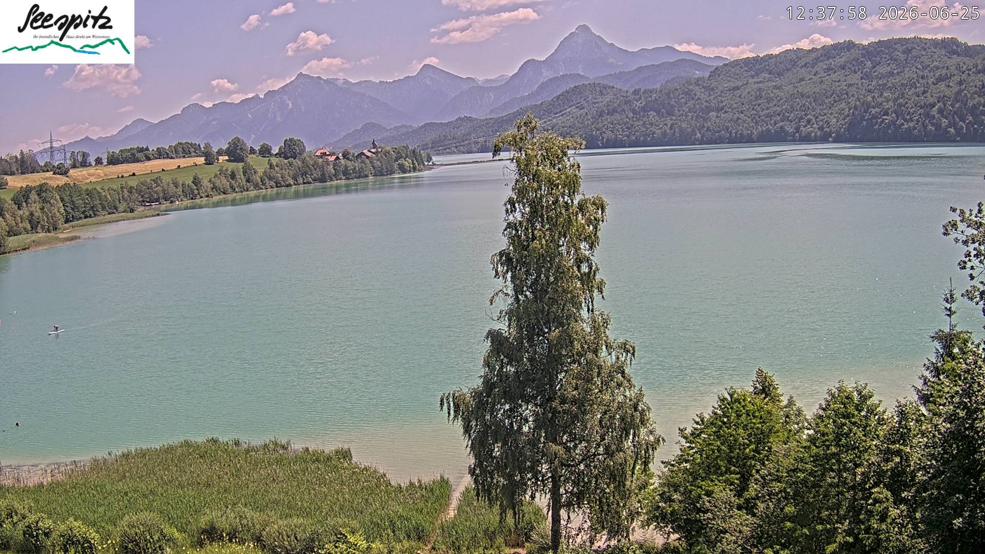 Archiv Foto Webcam Füssen: Blick auf den Weißensee vom Hotel Seespitz