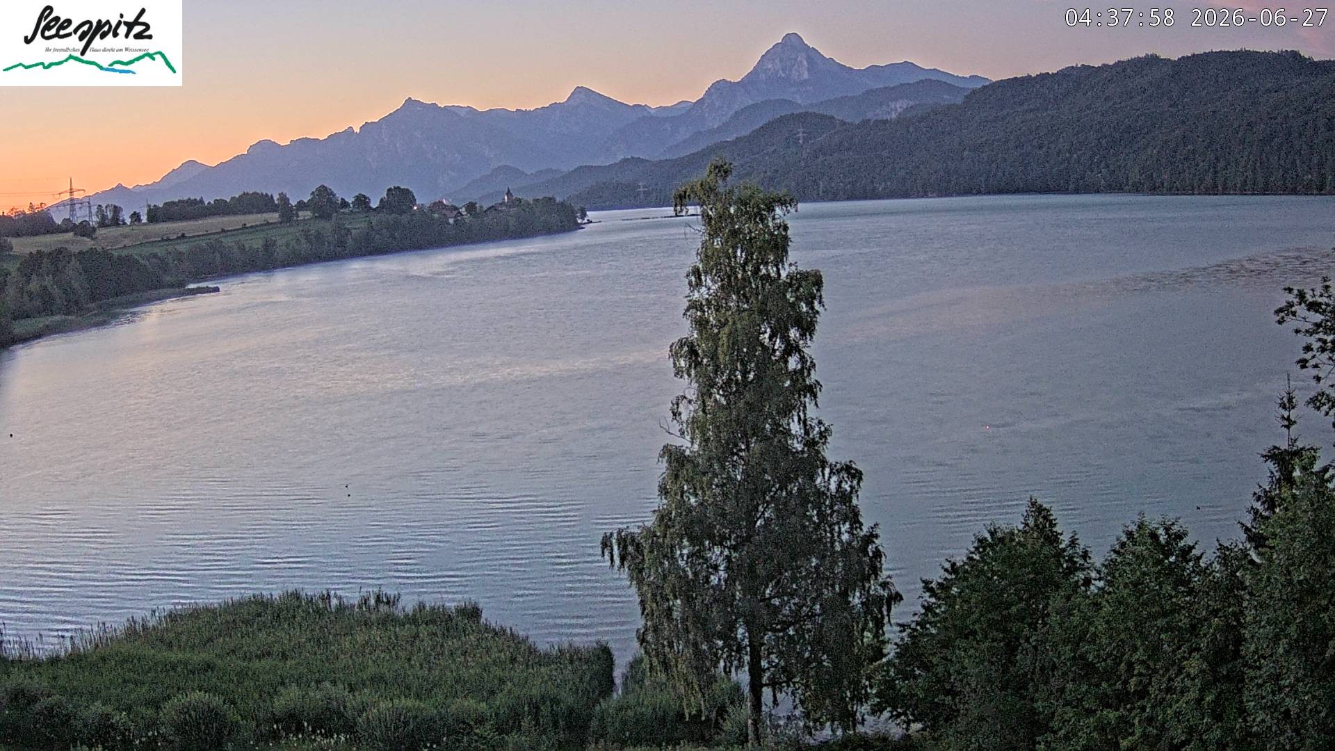 Archiv Foto Webcam Füssen: Blick auf den Weißensee vom Hotel Seespitz