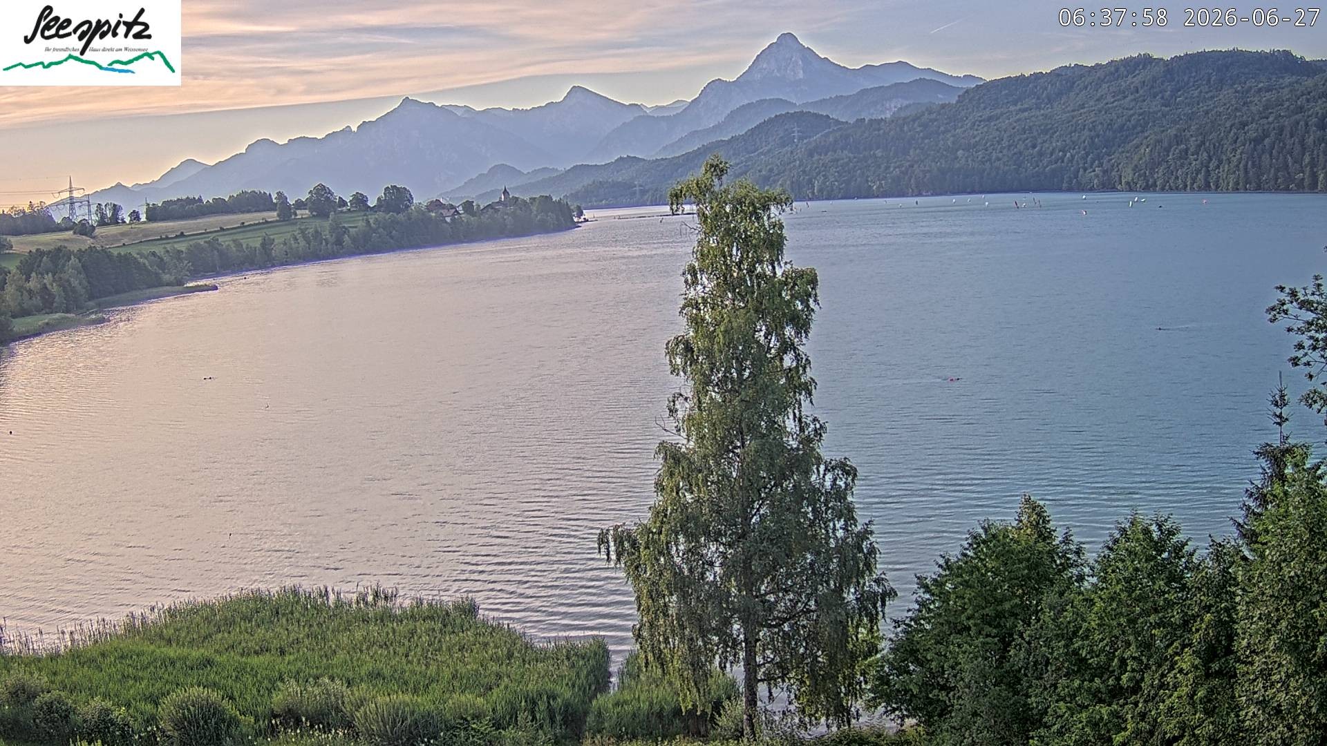 Archiv Foto Webcam Füssen: Blick auf den Weißensee vom Hotel Seespitz