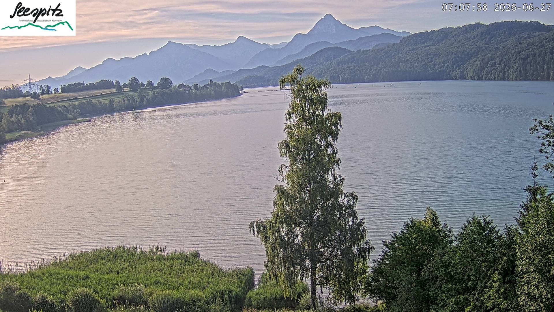 Archiv Foto Webcam Füssen: Blick auf den Weißensee vom Hotel Seespitz
