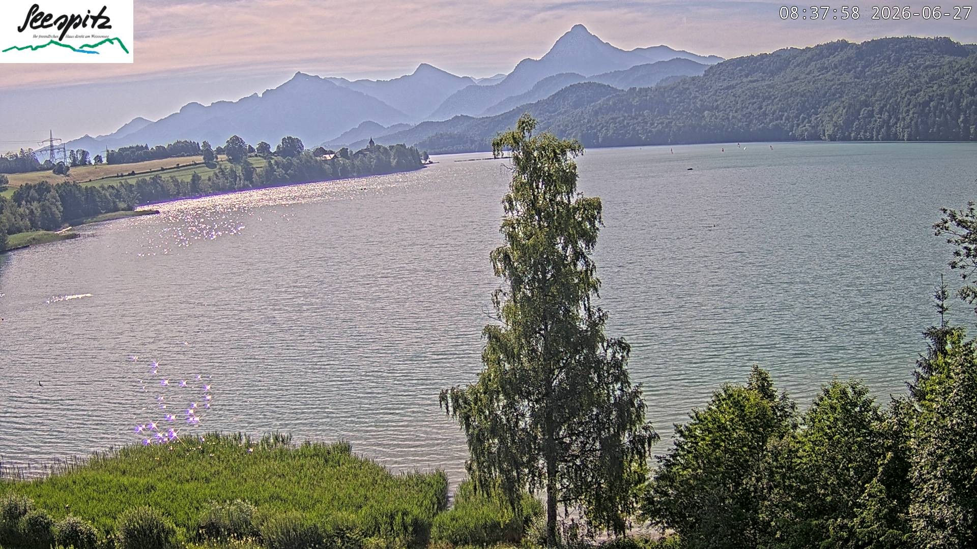 Archiv Foto Webcam Füssen: Blick auf den Weißensee vom Hotel Seespitz
