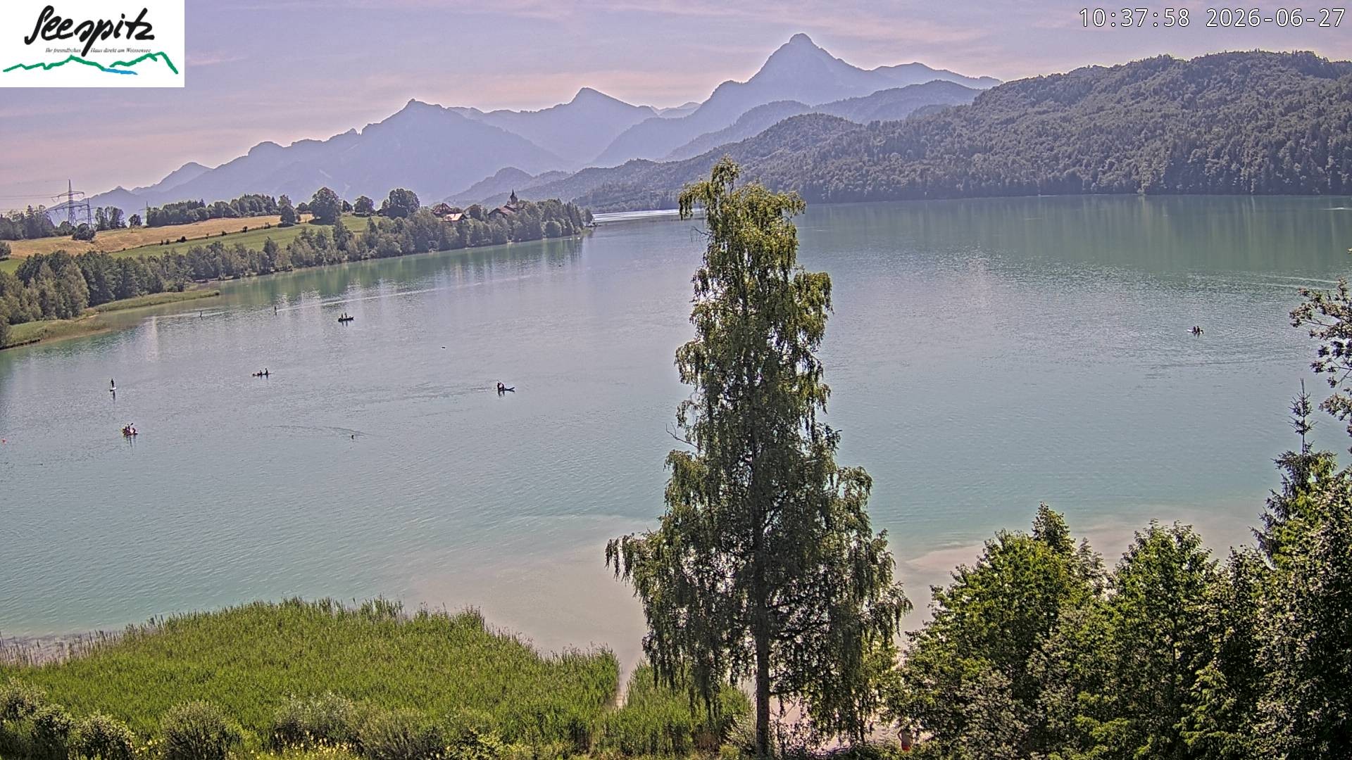 Archiv Foto Webcam Füssen: Blick auf den Weißensee vom Hotel Seespitz