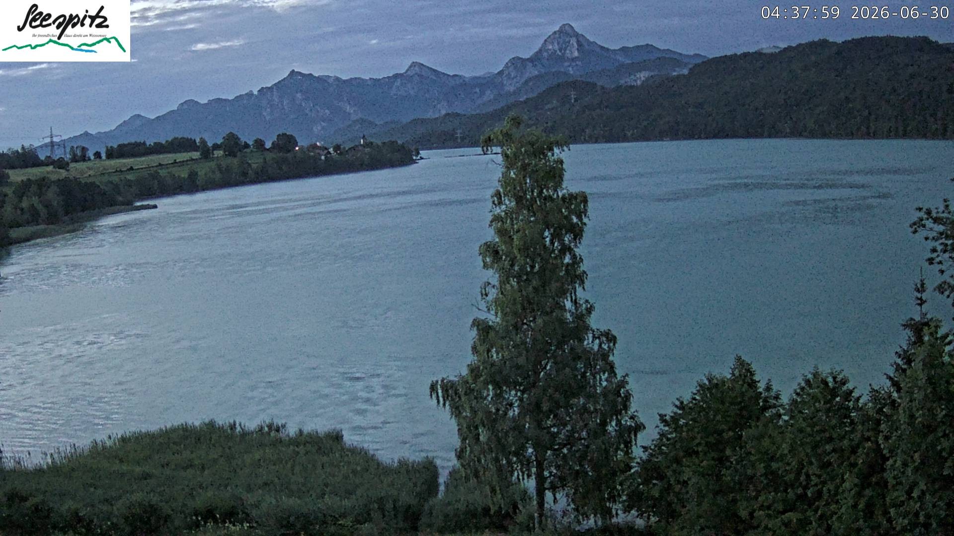 Archiv Foto Webcam Füssen: Blick auf den Weißensee vom Hotel Seespitz