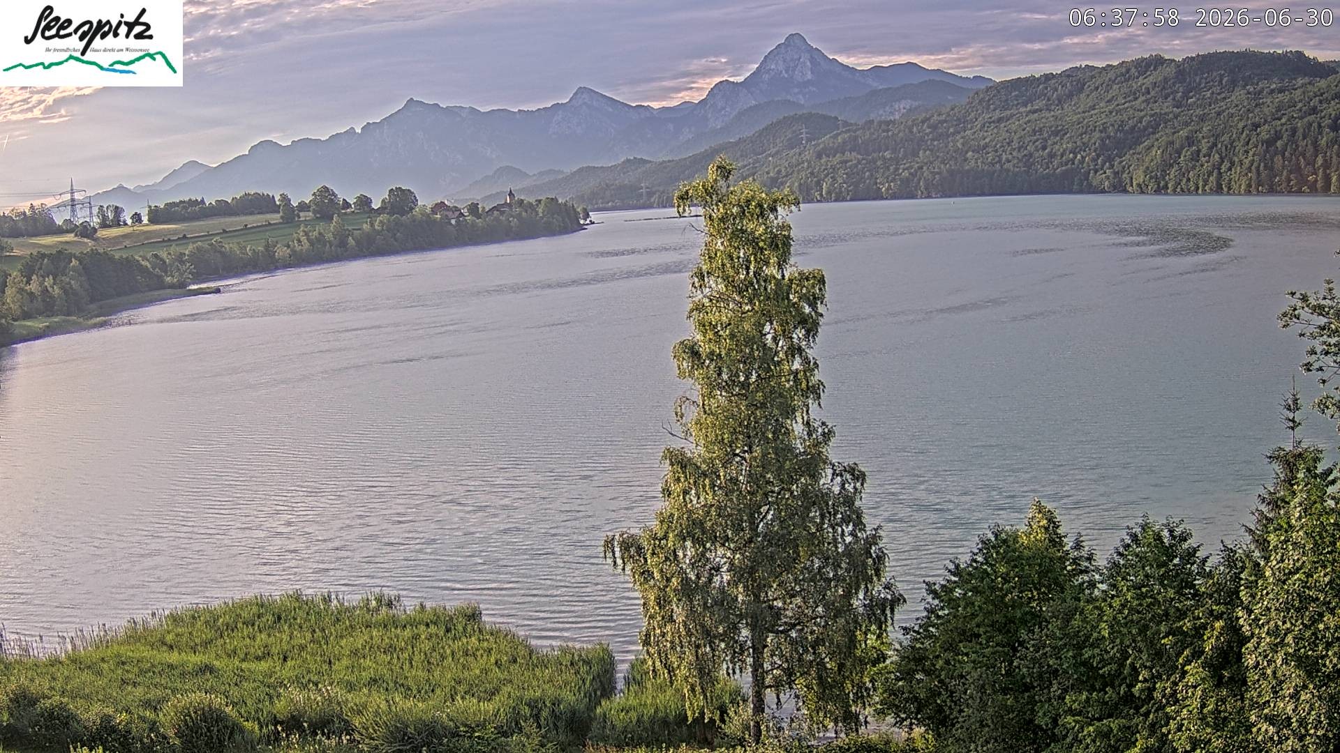 Archiv Foto Webcam Füssen: Blick auf den Weißensee vom Hotel Seespitz