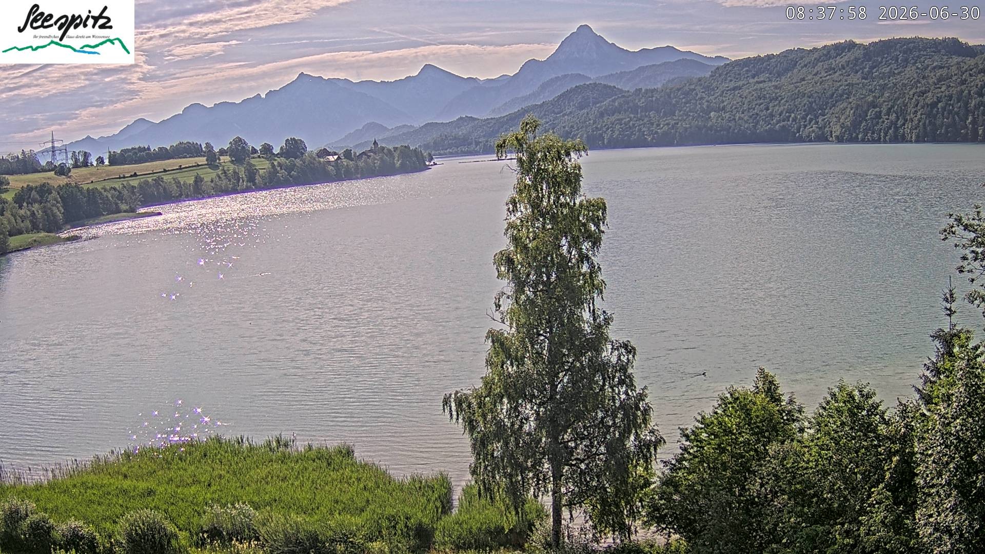Archiv Foto Webcam Füssen: Blick auf den Weißensee vom Hotel Seespitz