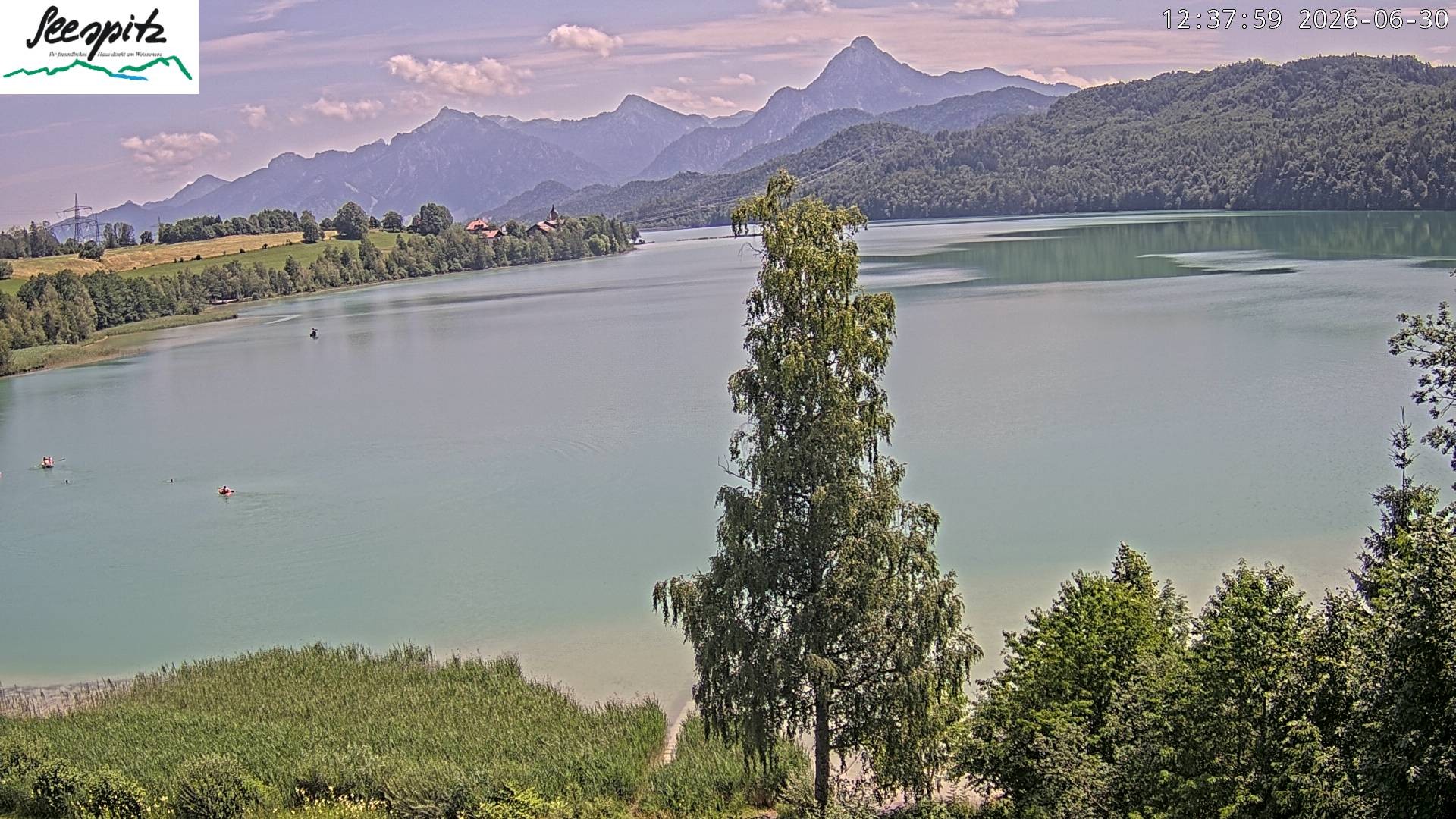 Archiv Foto Webcam Füssen: Blick auf den Weißensee vom Hotel Seespitz
