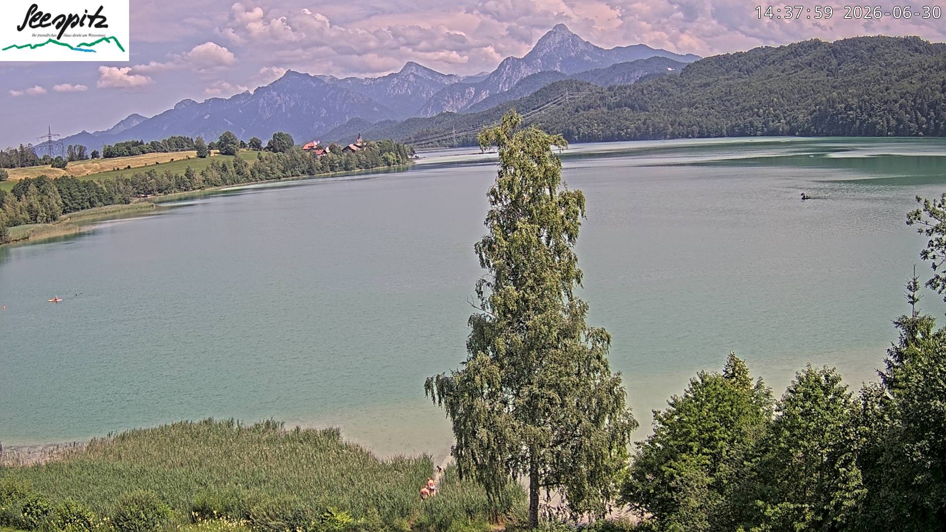 Archiv Foto Webcam Füssen: Blick auf den Weißensee vom Hotel Seespitz