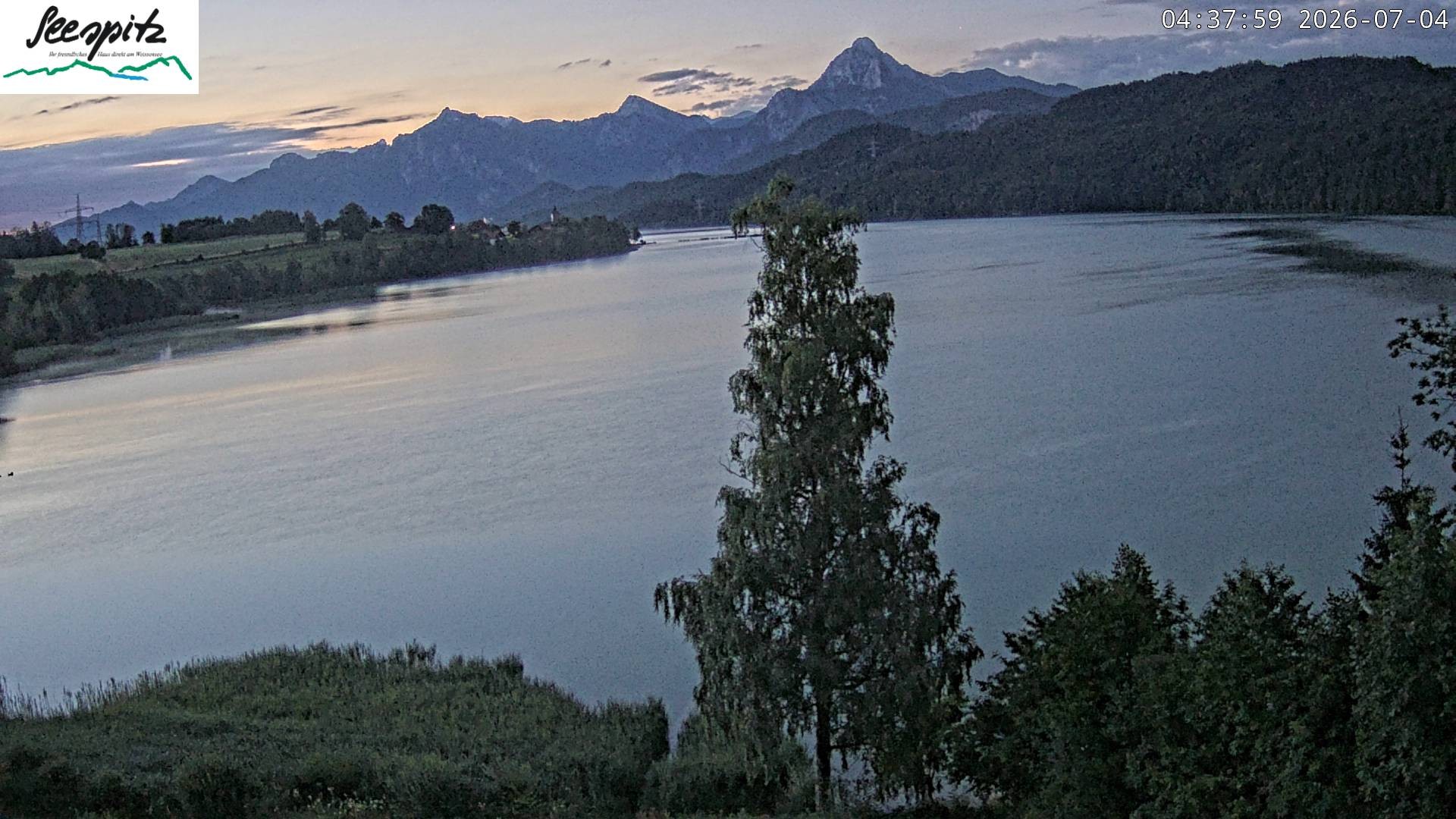 Archiv Foto Webcam Füssen: Blick auf den Weißensee vom Hotel Seespitz