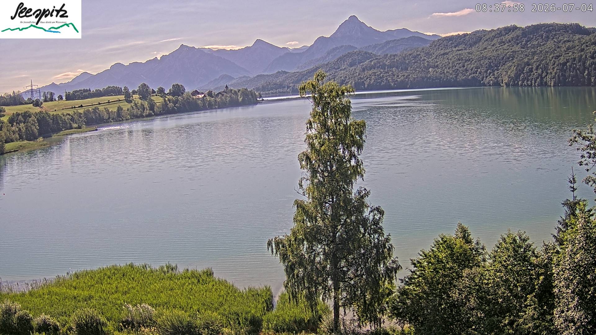 Archiv Foto Webcam Füssen: Blick auf den Weißensee vom Hotel Seespitz