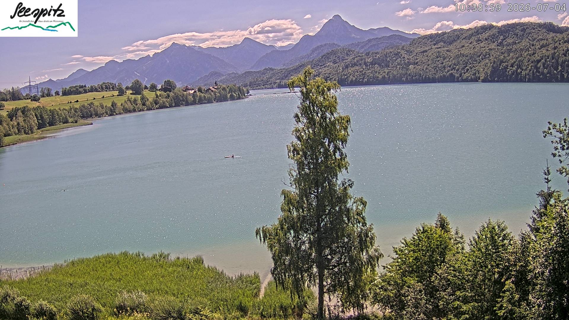 Archiv Foto Webcam Füssen: Blick auf den Weißensee vom Hotel Seespitz