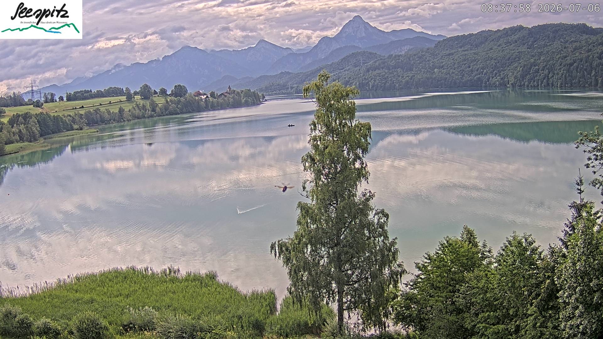 Archiv Foto Webcam Füssen: Blick auf den Weißensee vom Hotel Seespitz