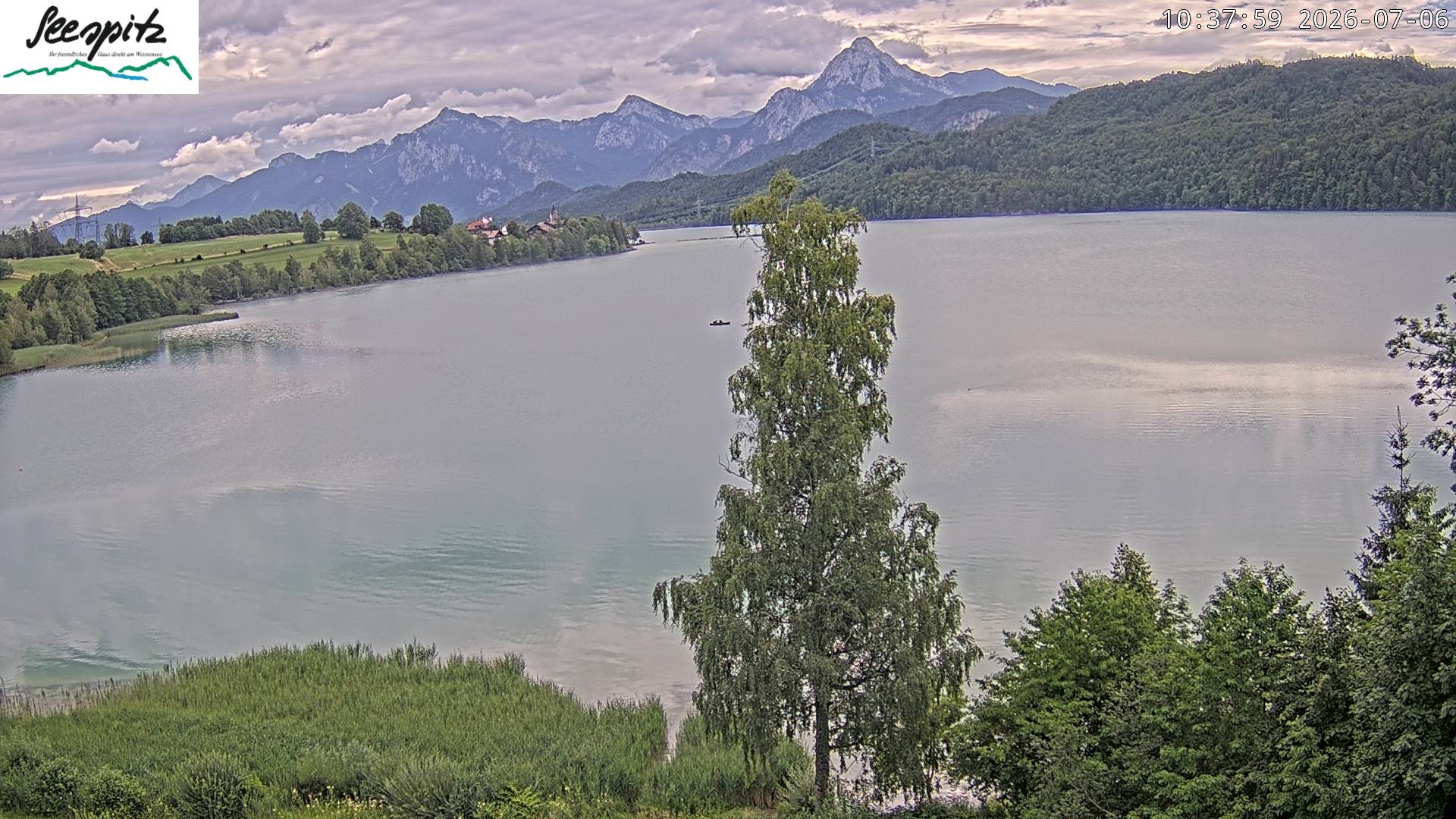 Archiv Foto Webcam Füssen: Blick auf den Weißensee vom Hotel Seespitz