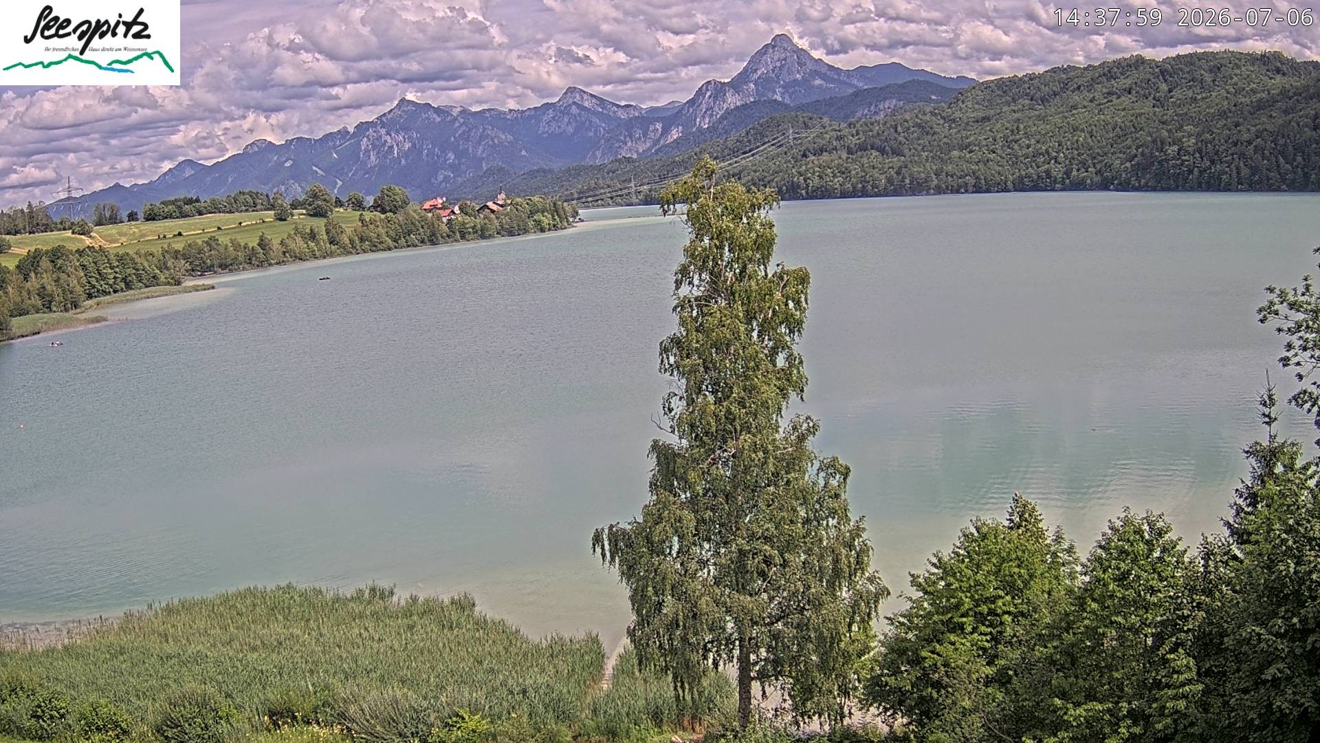Archiv Foto Webcam Füssen: Blick auf den Weißensee vom Hotel Seespitz