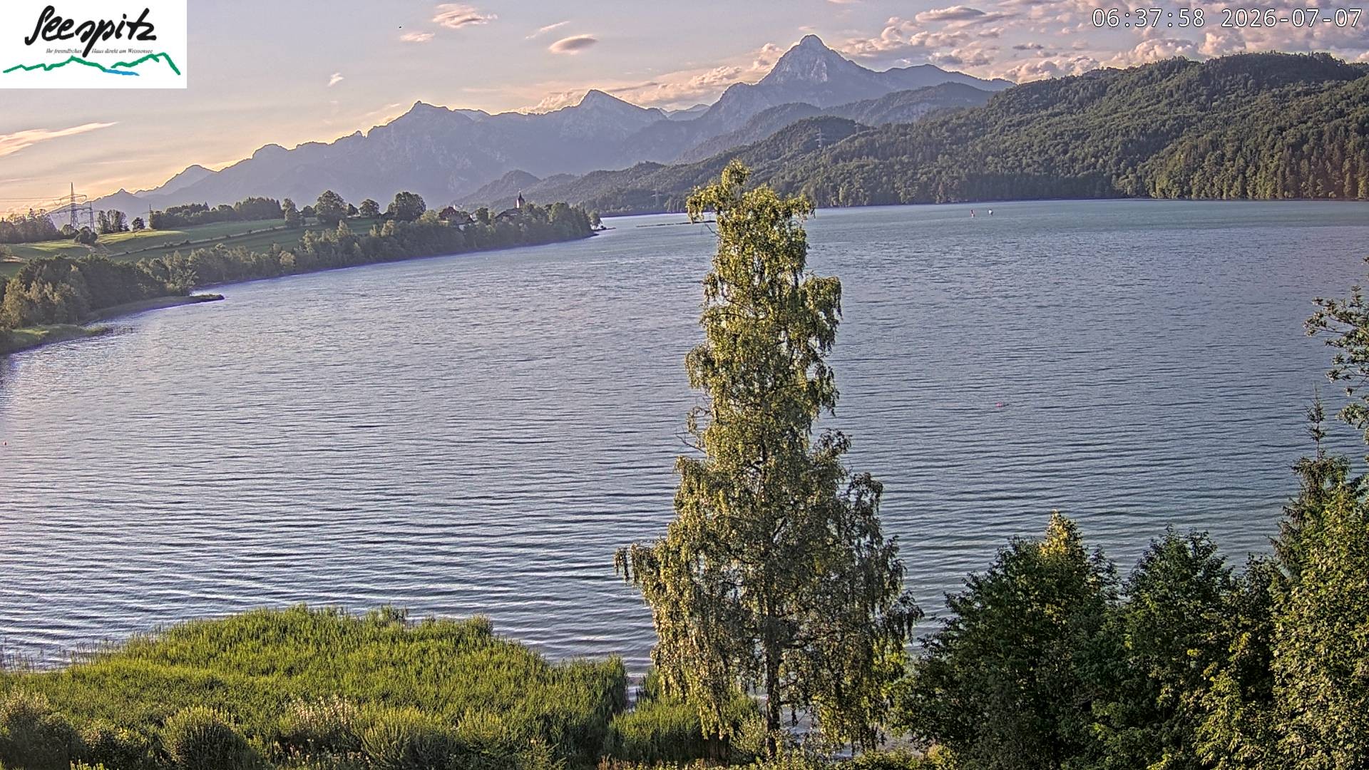 Archiv Foto Webcam Füssen: Blick auf den Weißensee vom Hotel Seespitz