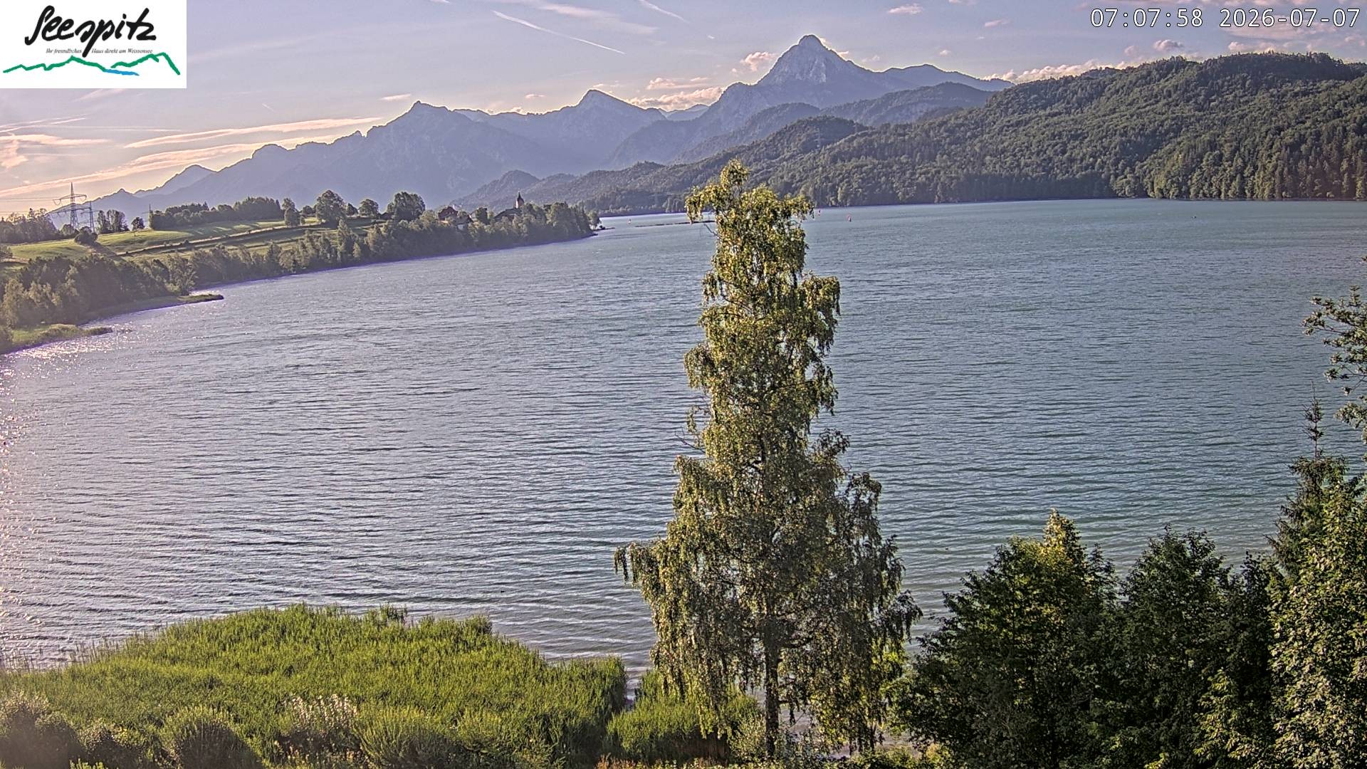 Archiv Foto Webcam Füssen: Blick auf den Weißensee vom Hotel Seespitz