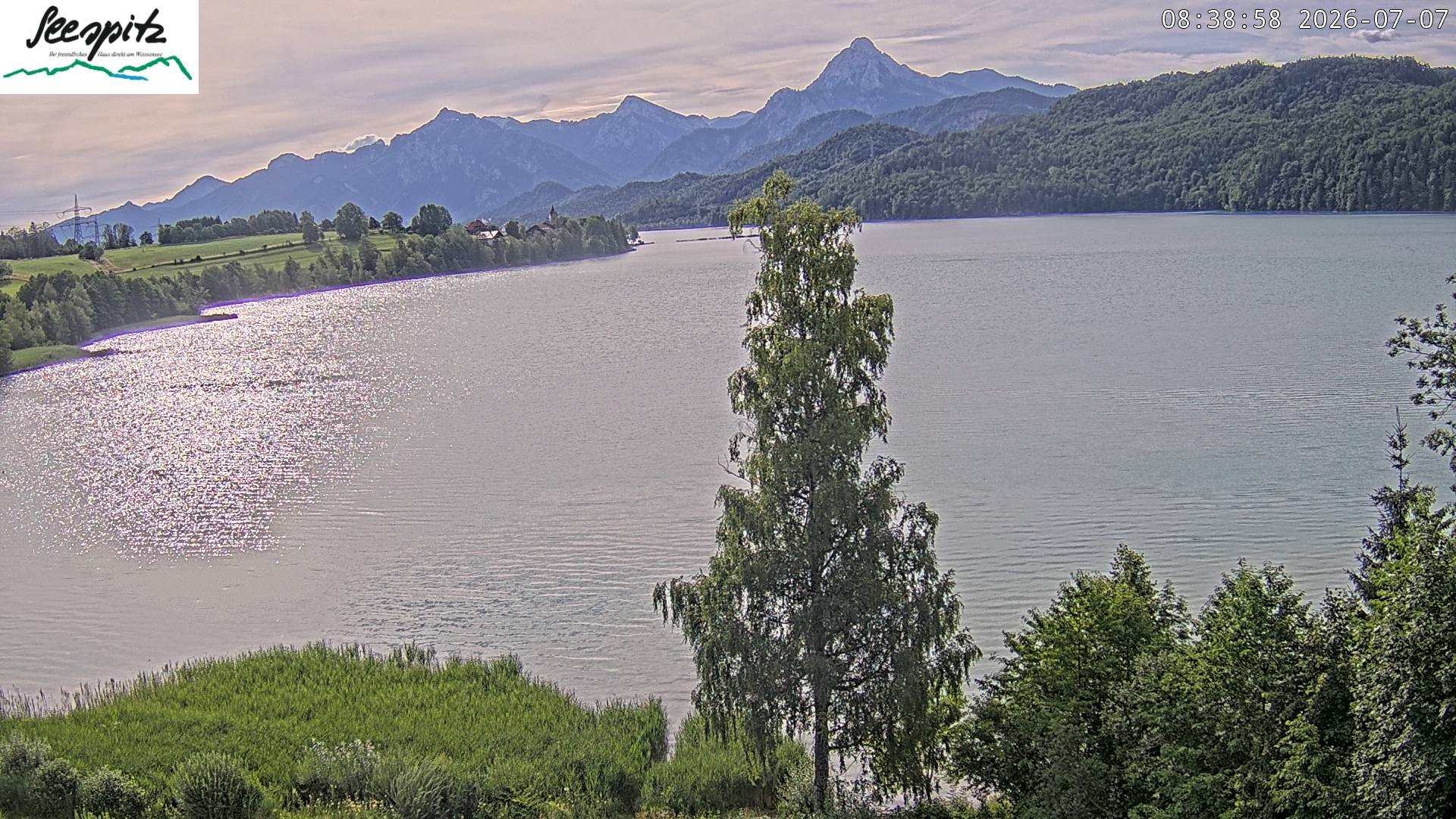 Archiv Foto Webcam Füssen: Blick auf den Weißensee vom Hotel Seespitz