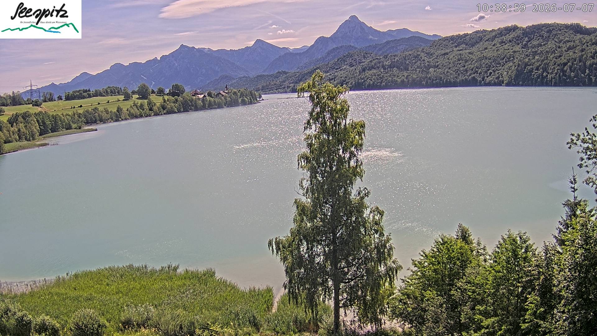 Archiv Foto Webcam Füssen: Blick auf den Weißensee vom Hotel Seespitz