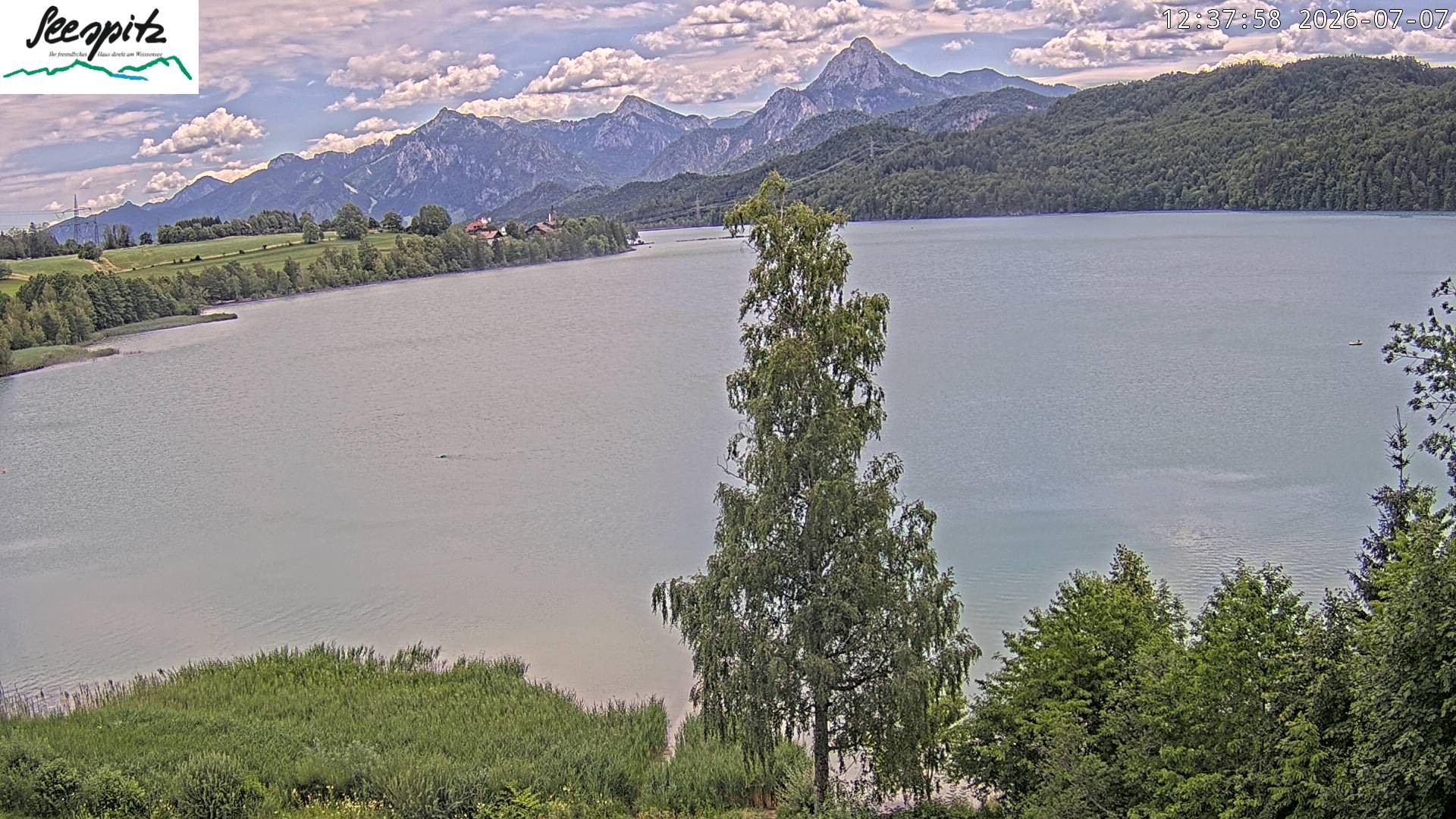 Archiv Foto Webcam Füssen: Blick auf den Weißensee vom Hotel Seespitz