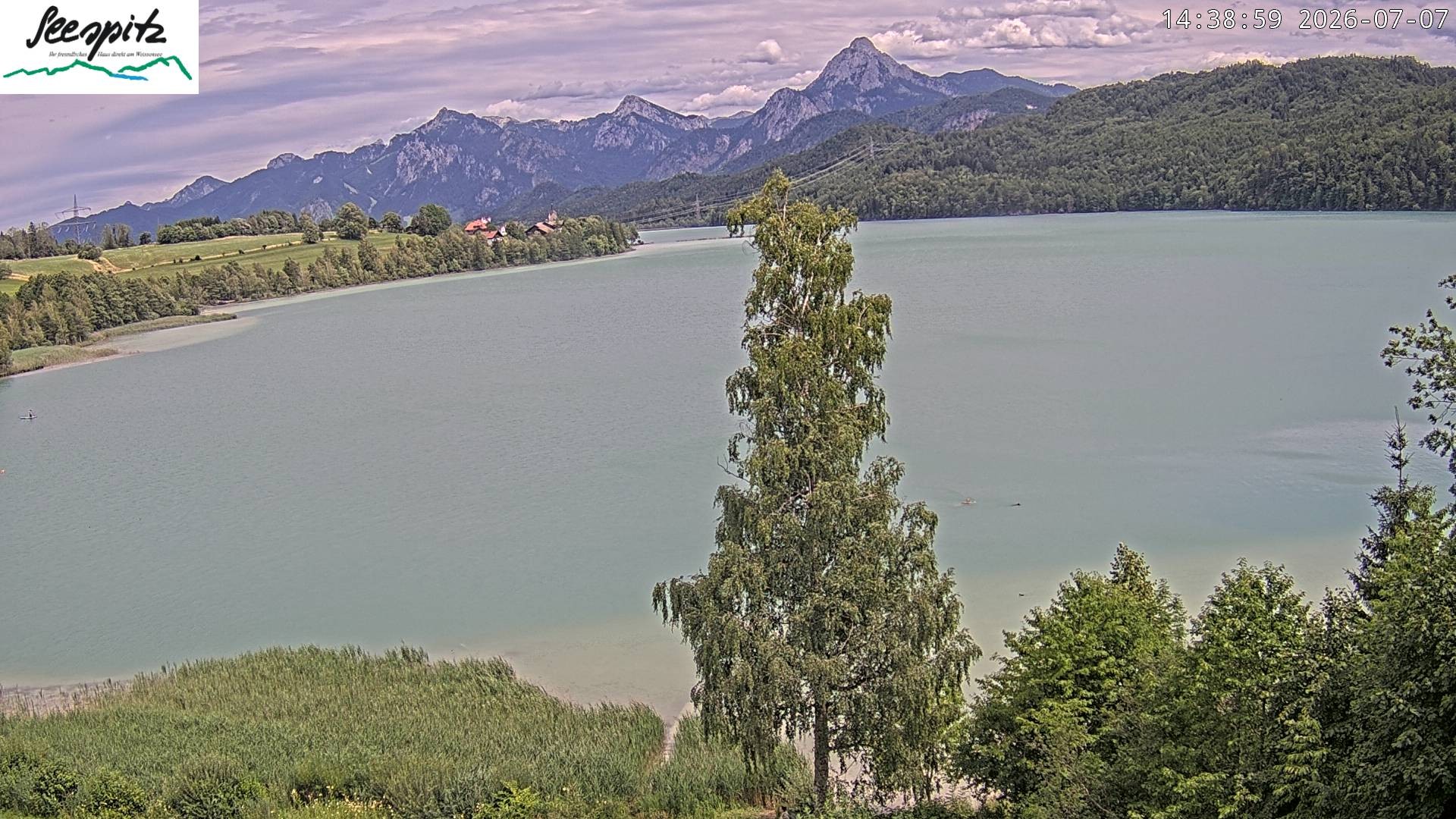 Archiv Foto Webcam Füssen: Blick auf den Weißensee vom Hotel Seespitz