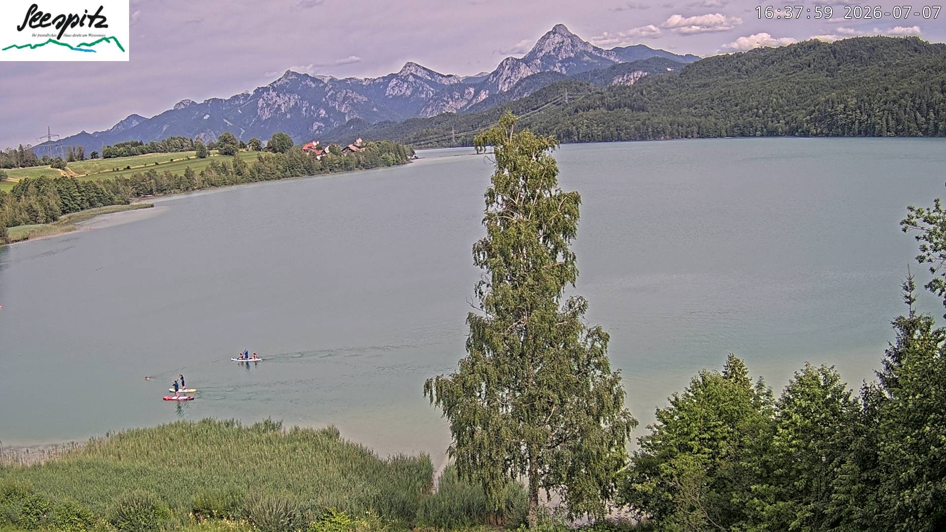 Archiv Foto Webcam Füssen: Blick auf den Weißensee vom Hotel Seespitz