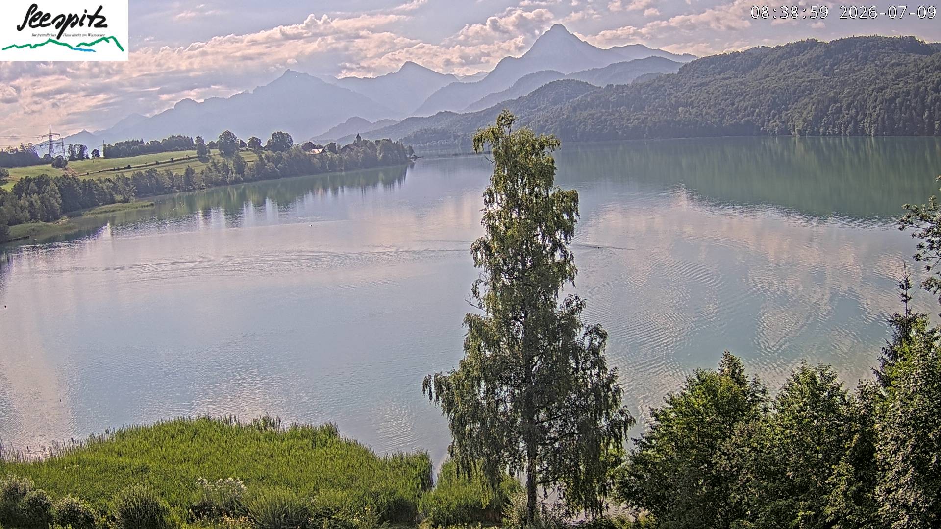 Archiv Foto Webcam Füssen: Blick auf den Weißensee vom Hotel Seespitz