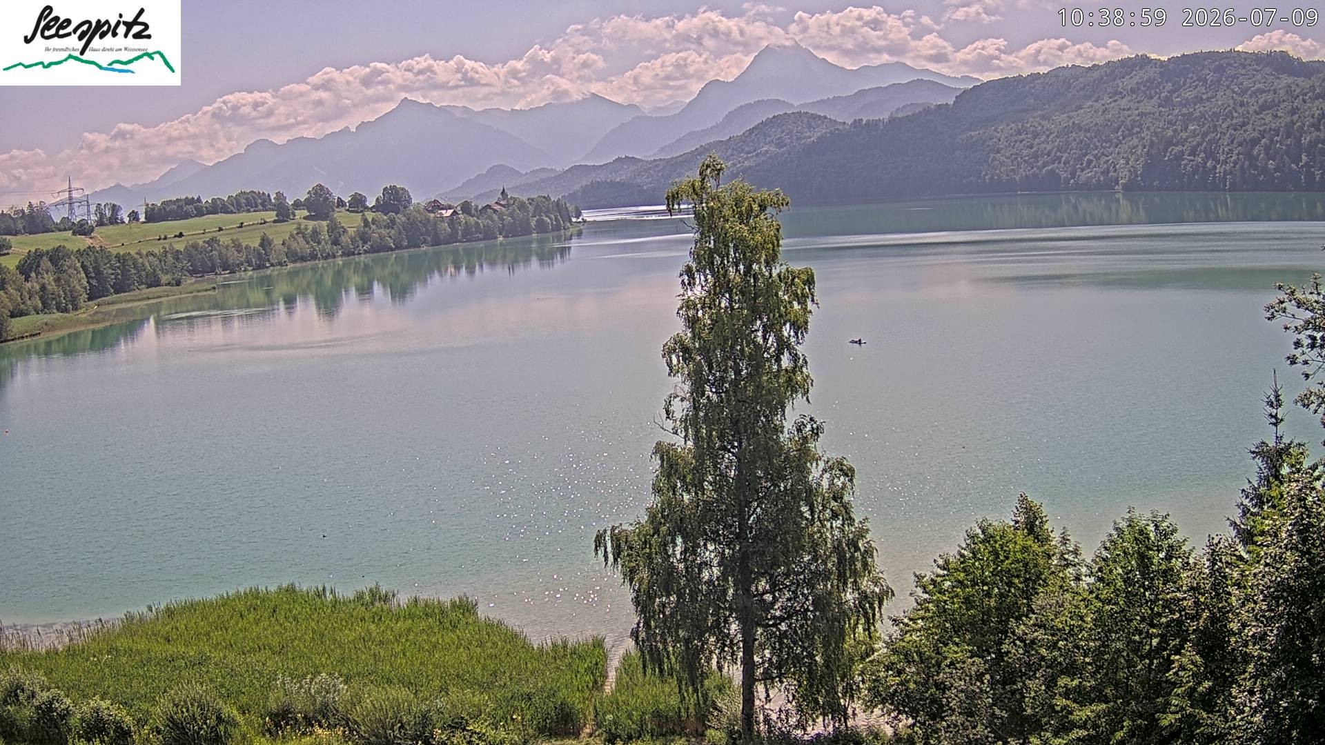 Archiv Foto Webcam Füssen: Blick auf den Weißensee vom Hotel Seespitz