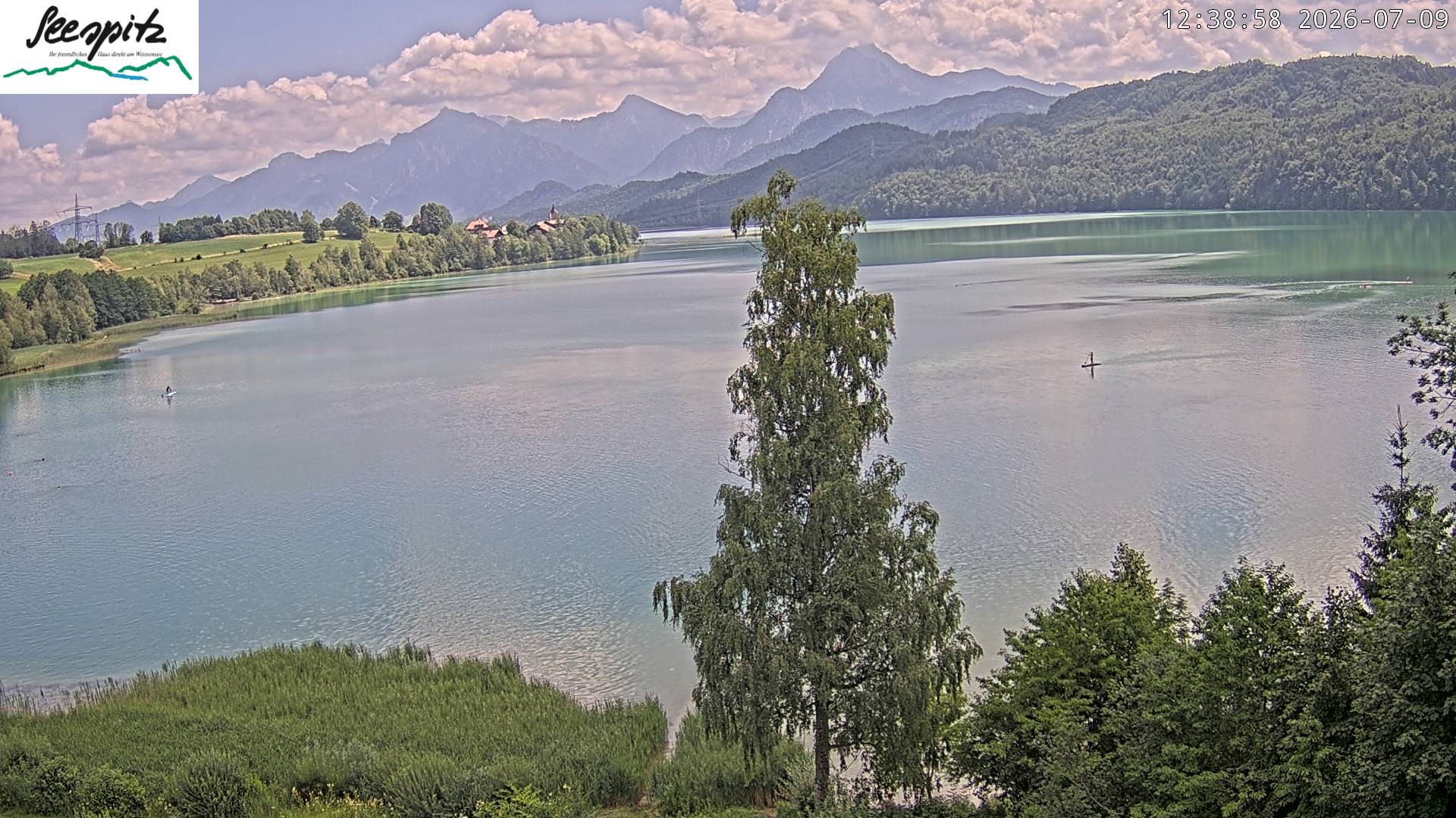 Archiv Foto Webcam Füssen: Blick auf den Weißensee vom Hotel Seespitz