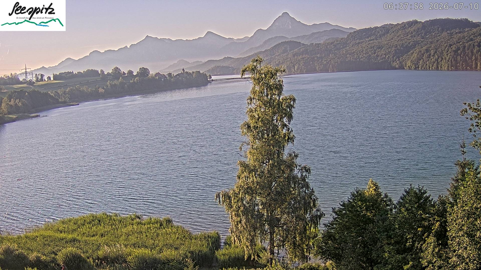 Archiv Foto Webcam Füssen: Blick auf den Weißensee vom Hotel Seespitz