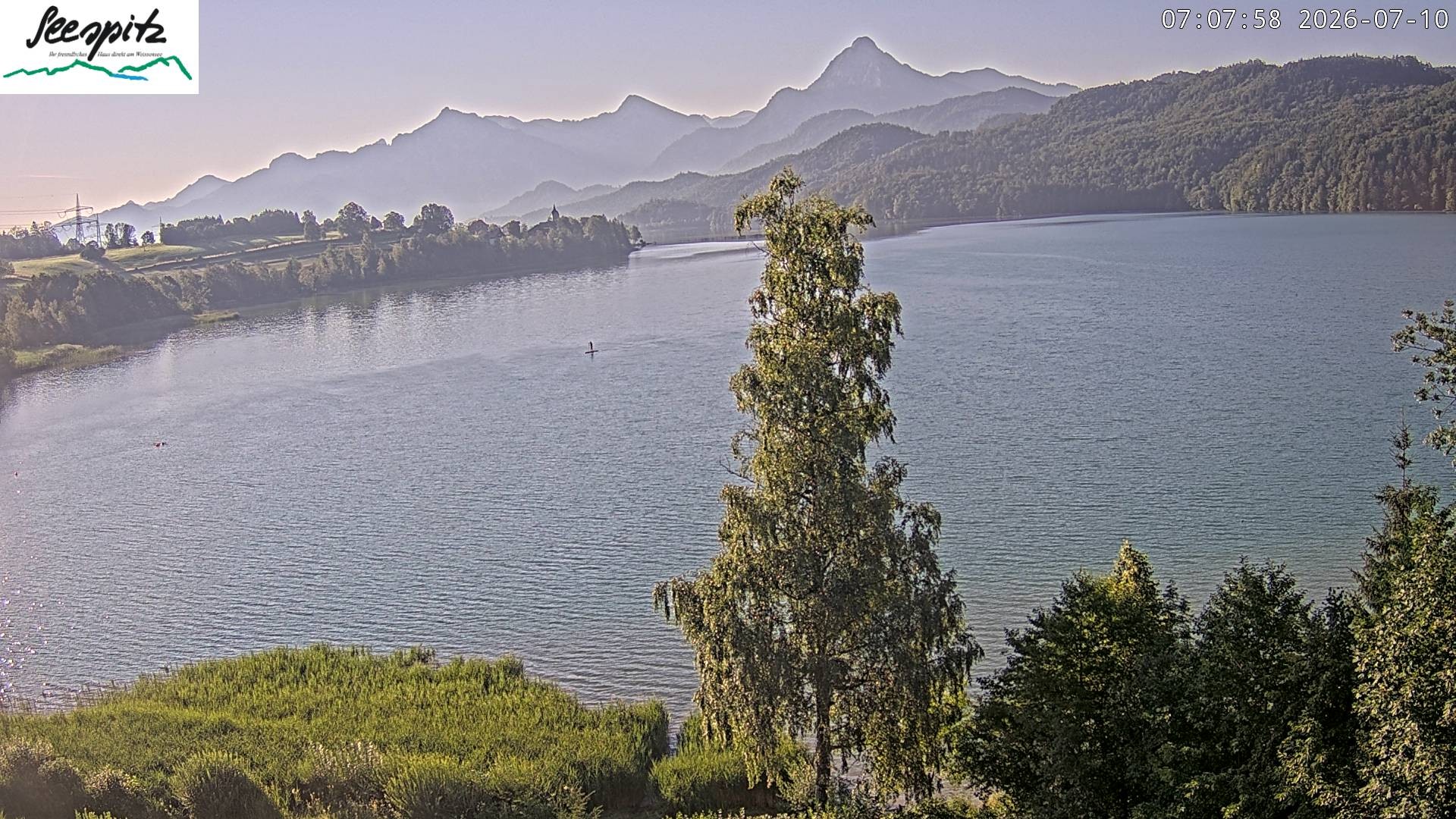 Archiv Foto Webcam Füssen: Blick auf den Weißensee vom Hotel Seespitz