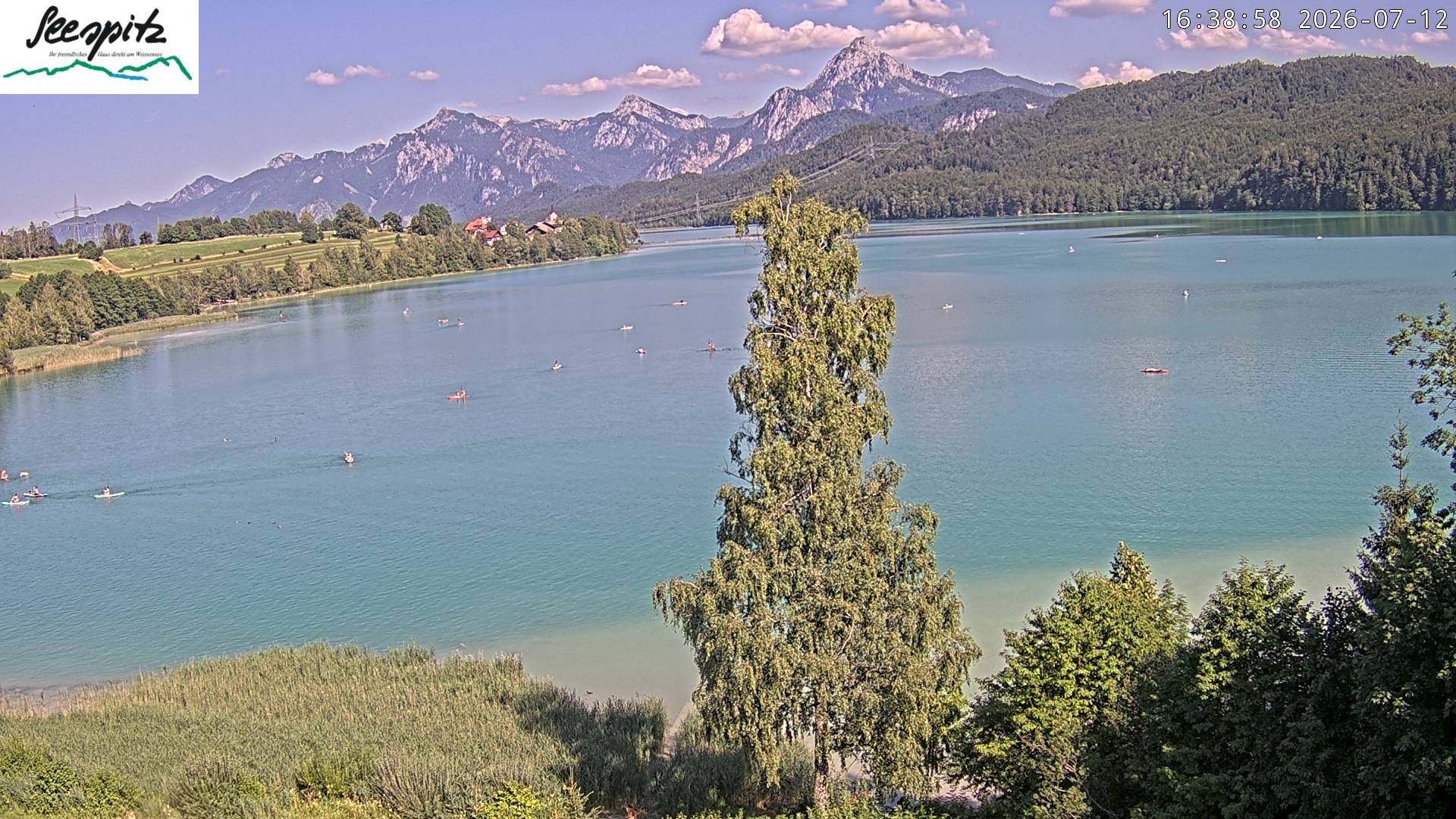 Archiv Foto Webcam Füssen: Blick auf den Weißensee vom Hotel Seespitz
